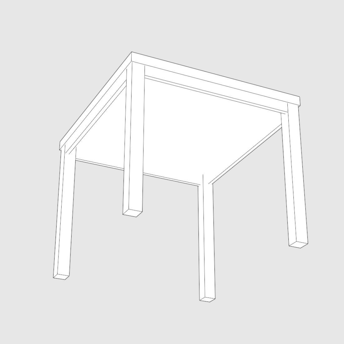 Wooden Dining Table Low-poly 3D model_3