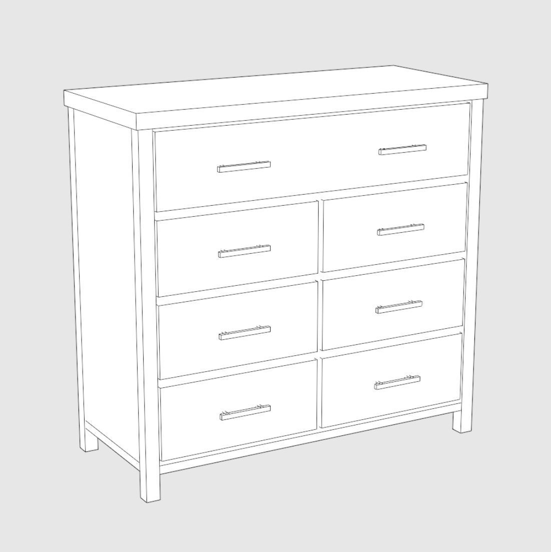 Bedroom Dresser Tallboy Low-poly 3D model_2