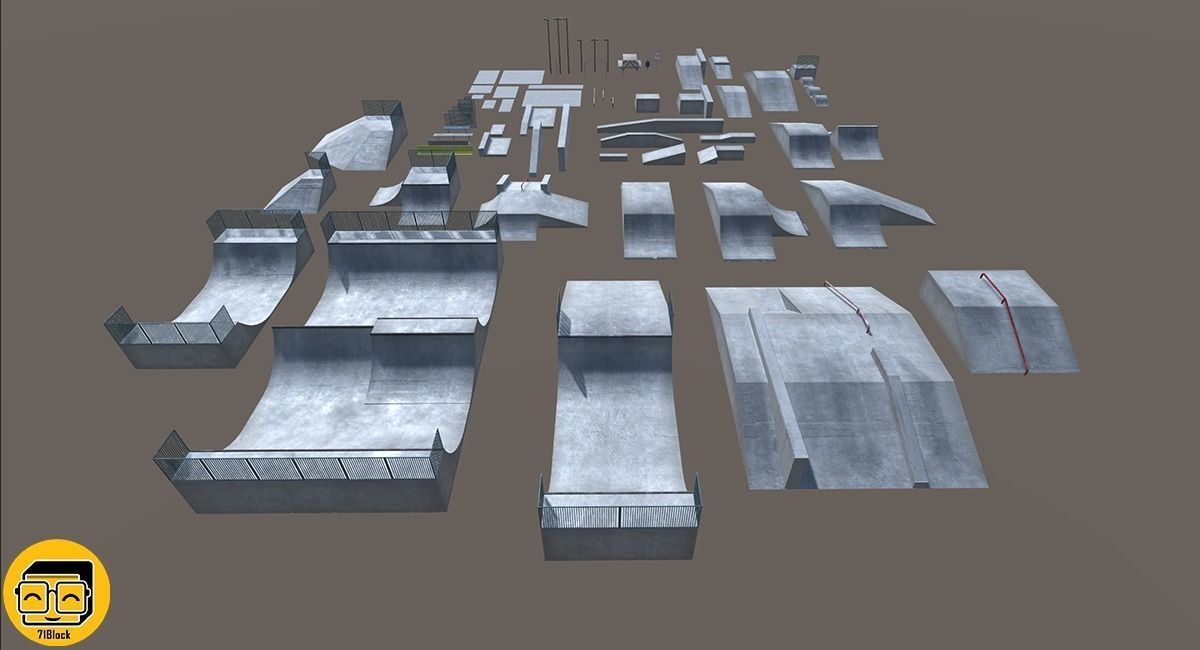 Skate Park Package Low-poly 3D model_13