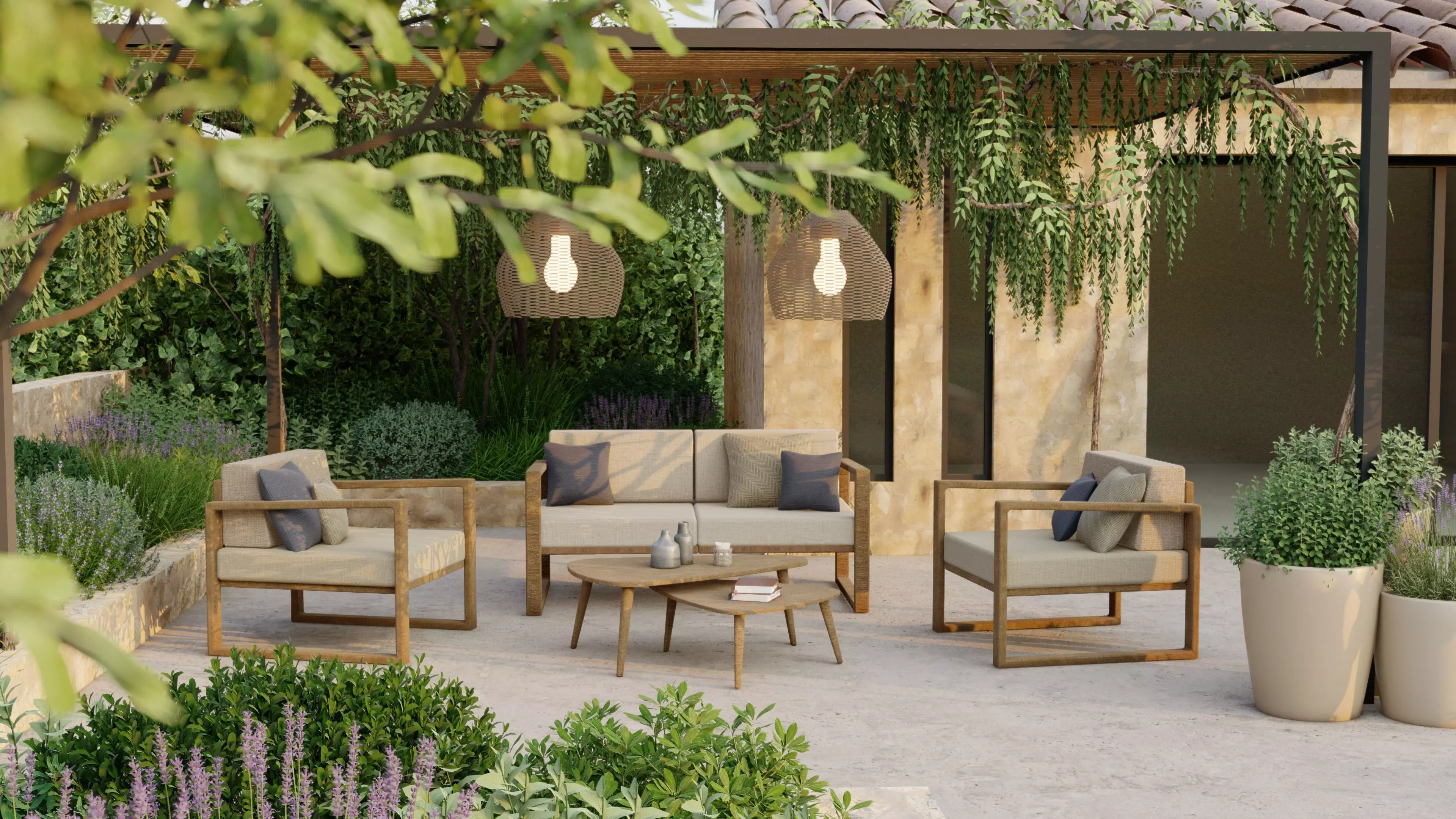 garden furniture Low-poly 3D model_0