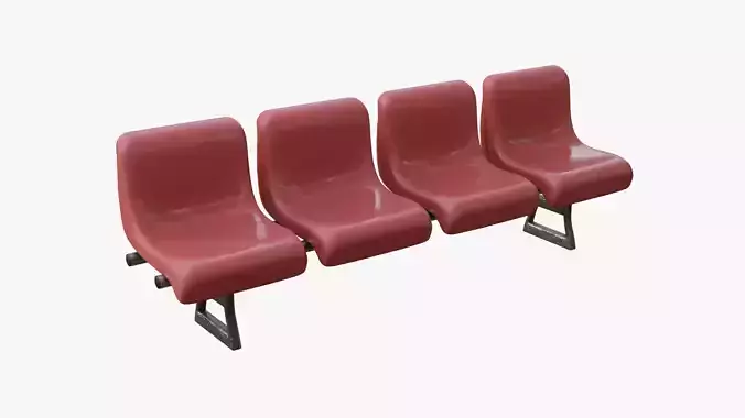 Red 4 Seats Waiting Room Bench Airport