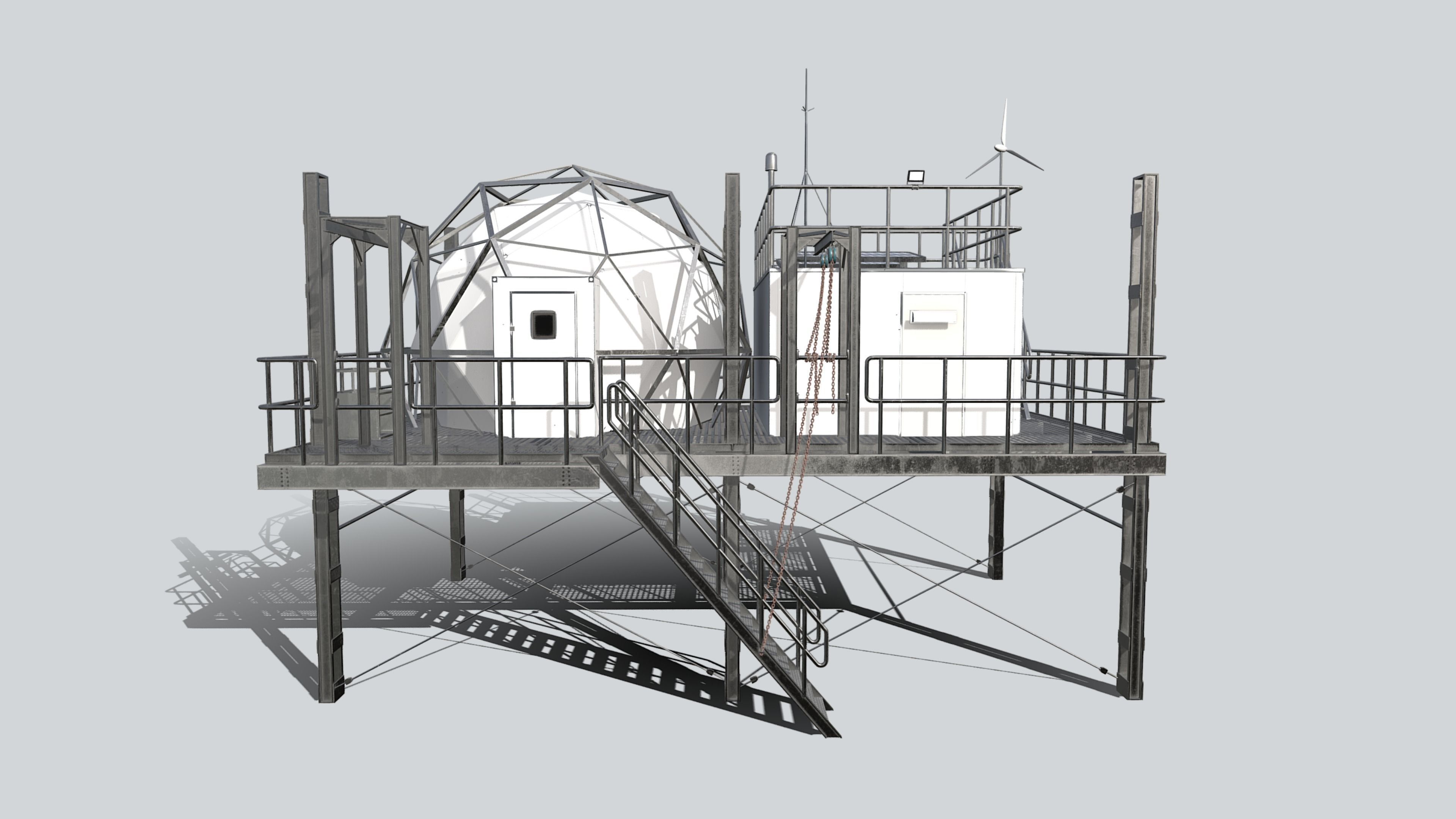 Research Station Low-poly 3D model_5