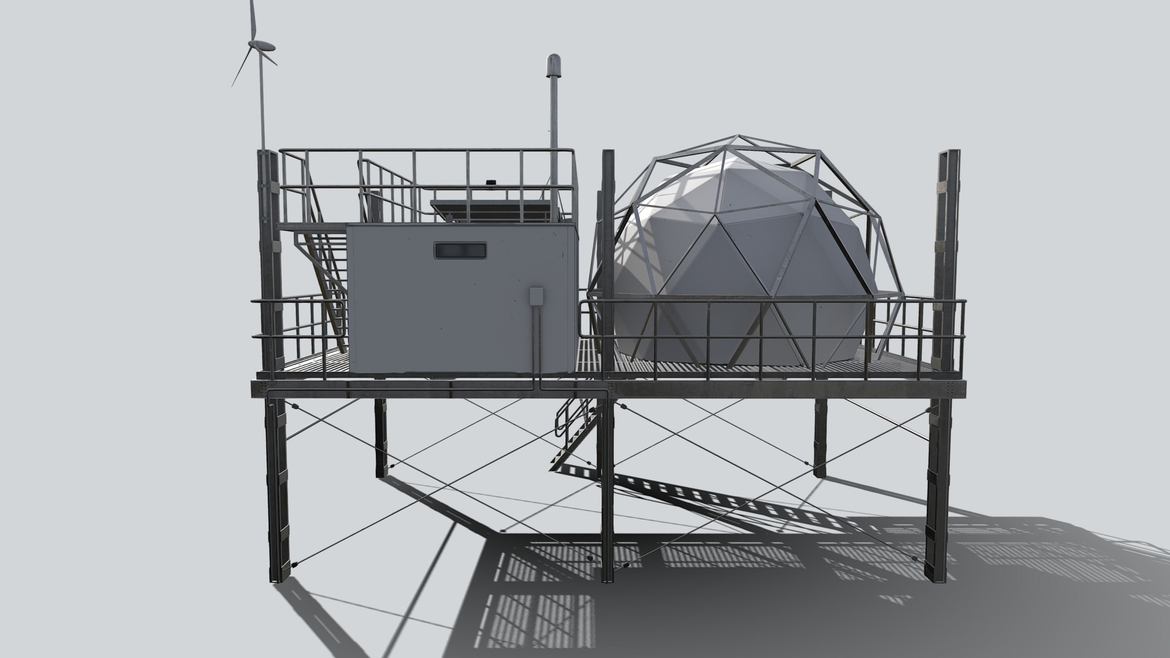 Research Station Low-poly 3D model_7