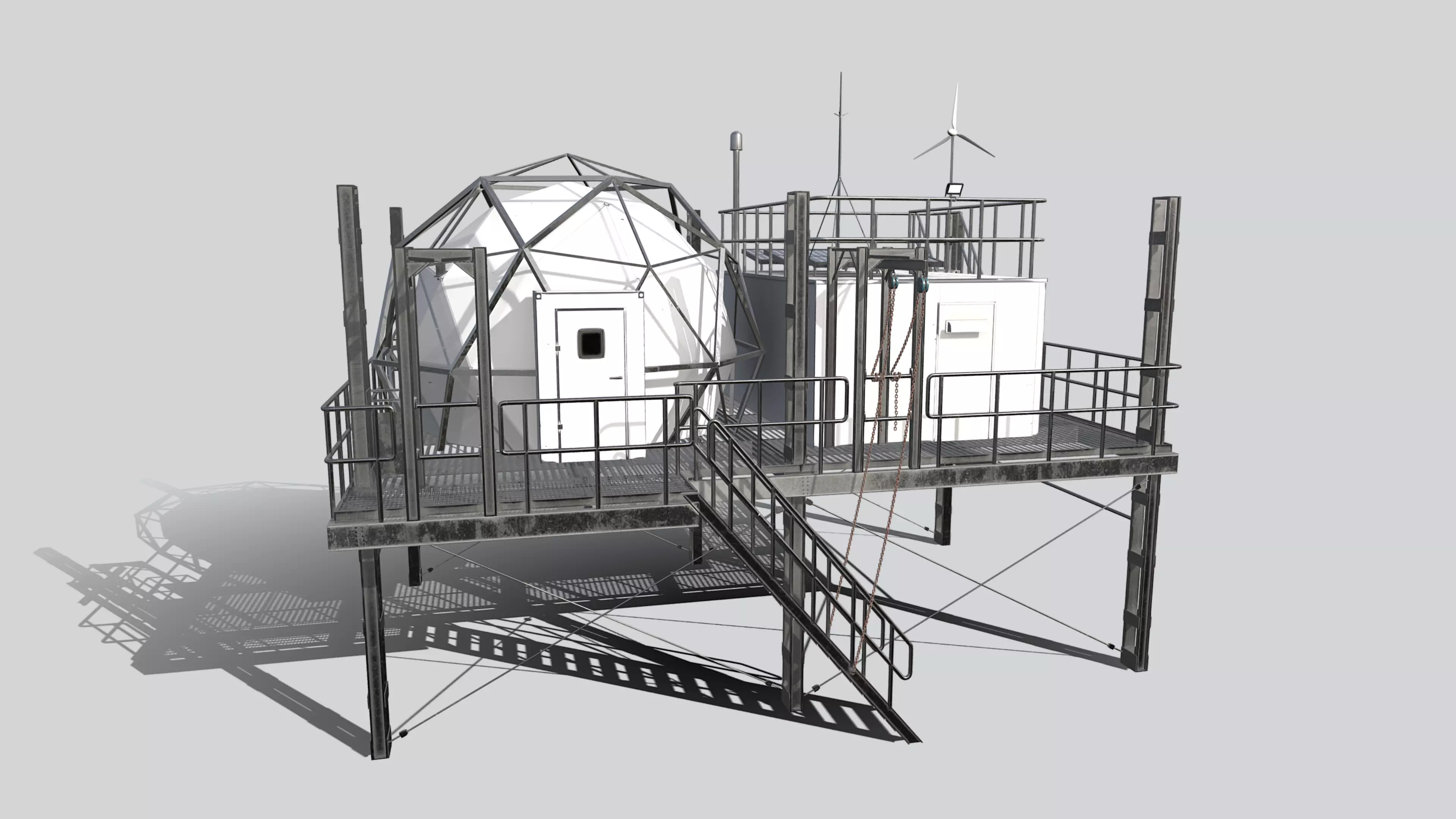 Research Station Low-poly 3D model_0