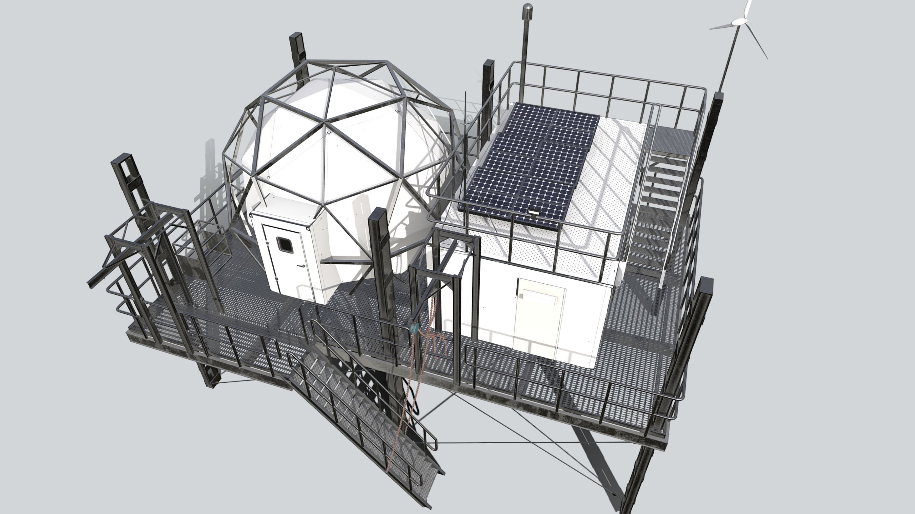 Research Station Low-poly 3D model_2