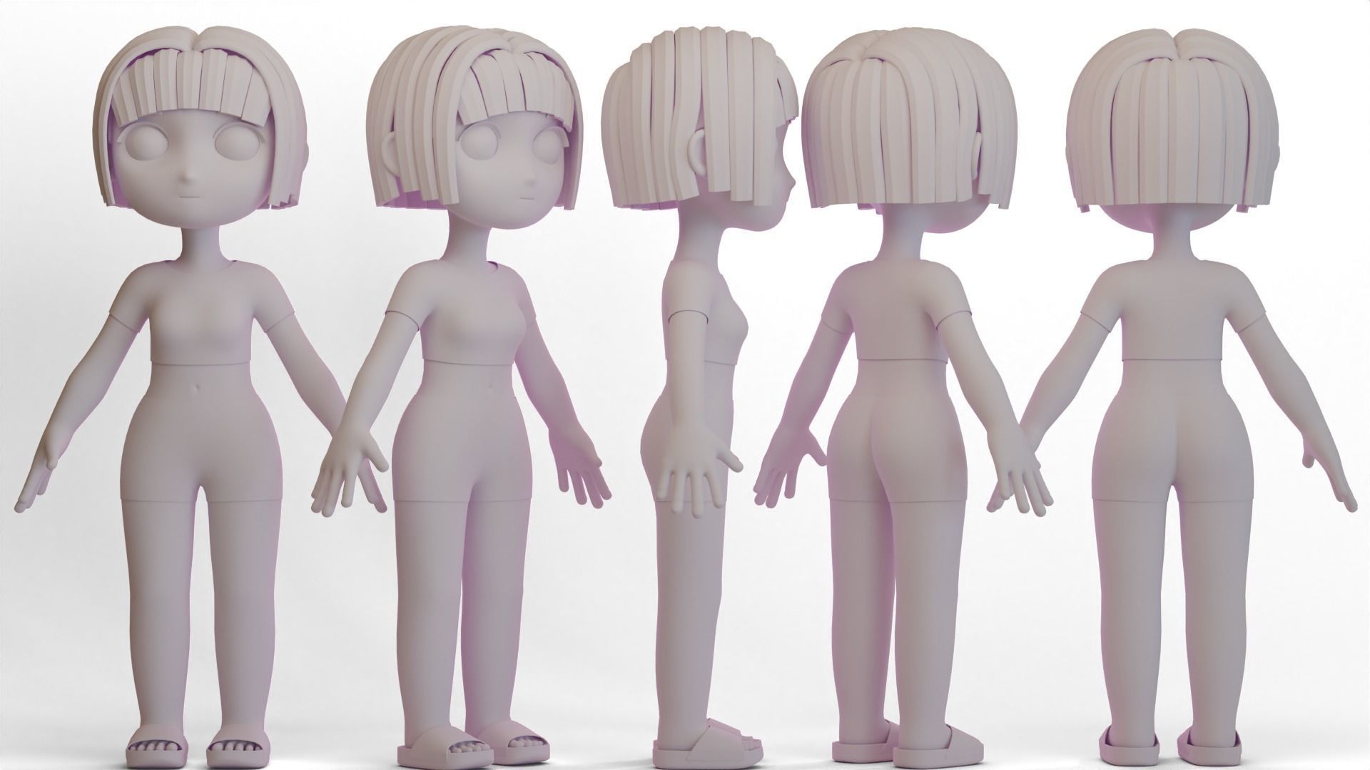 Stylized Chibi Girl 3D model_4