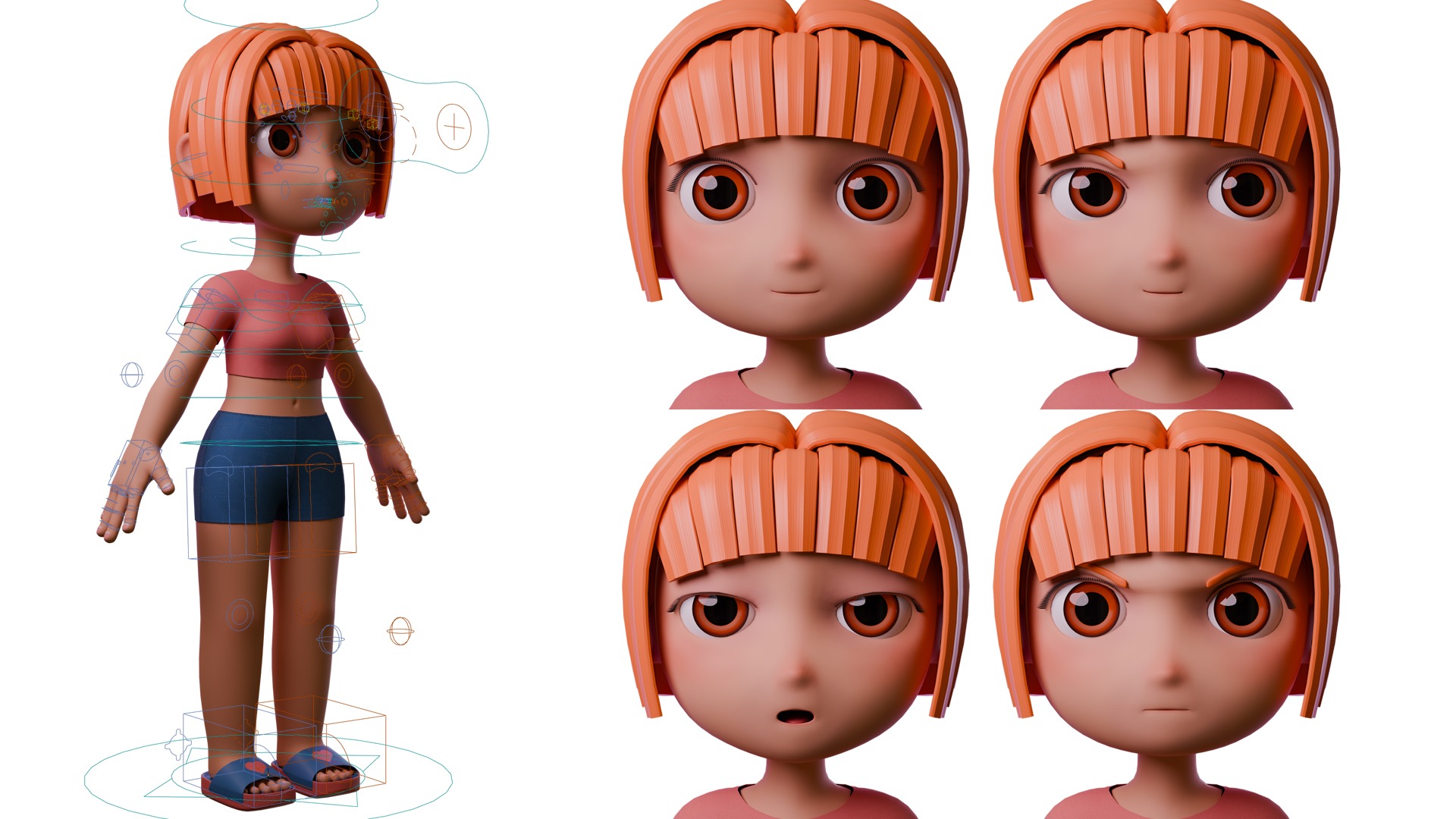 Stylized Chibi Girl 3D model_6