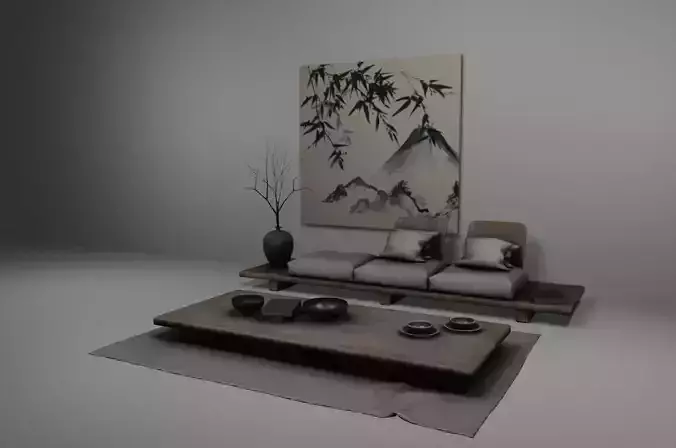 Set Japan V02 Low-poly 3D model
