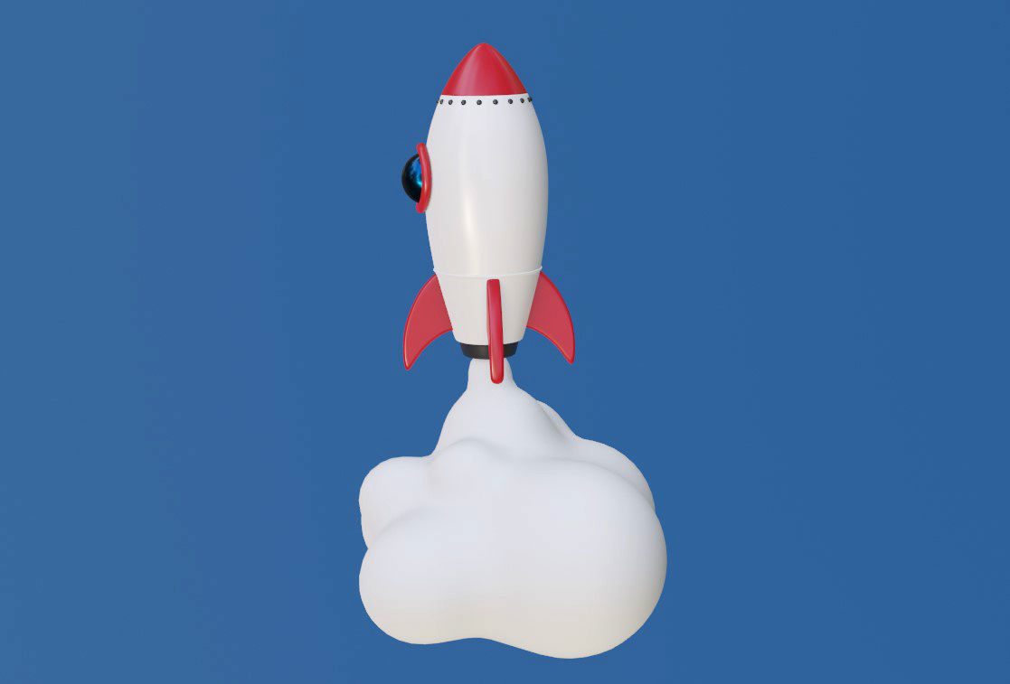 Cartoon Rocket 3D model_8