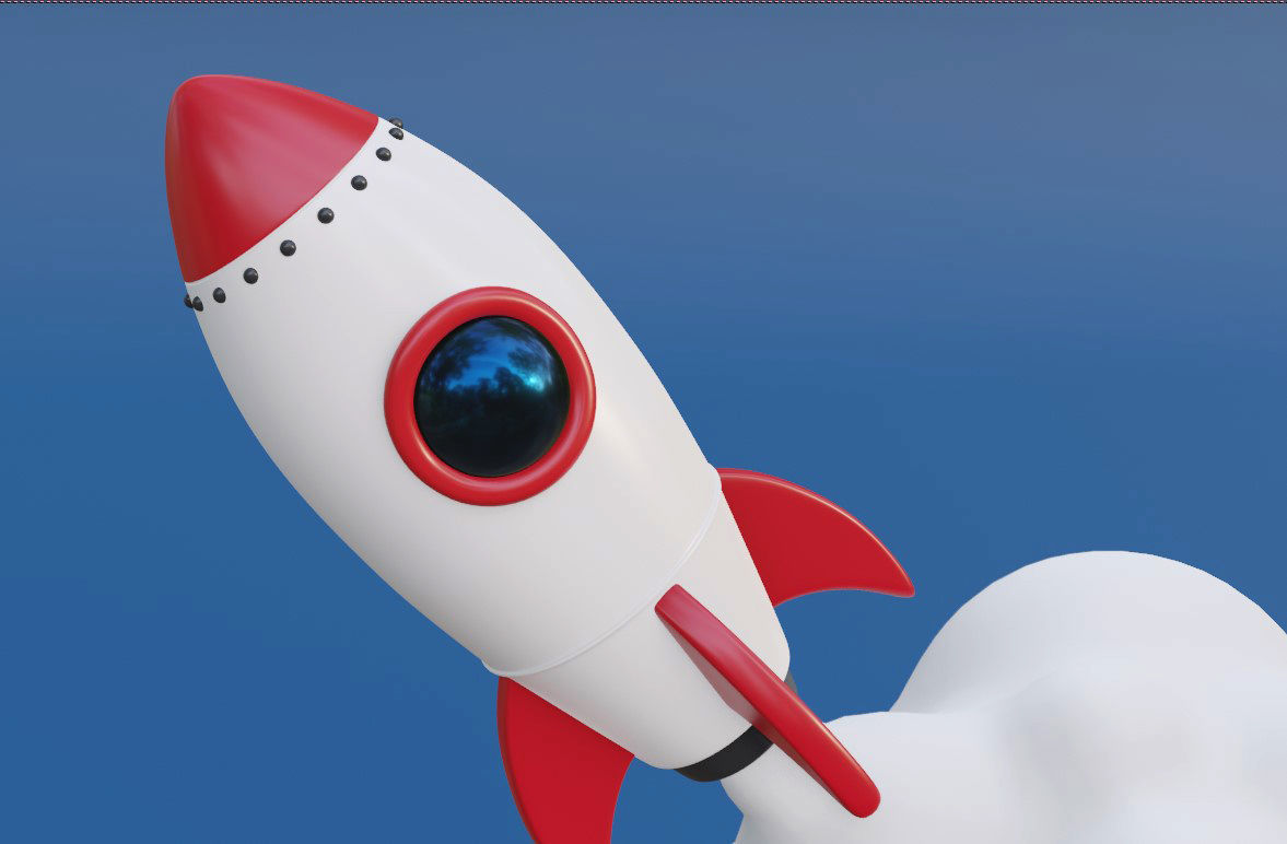 Cartoon Rocket 3D model_1