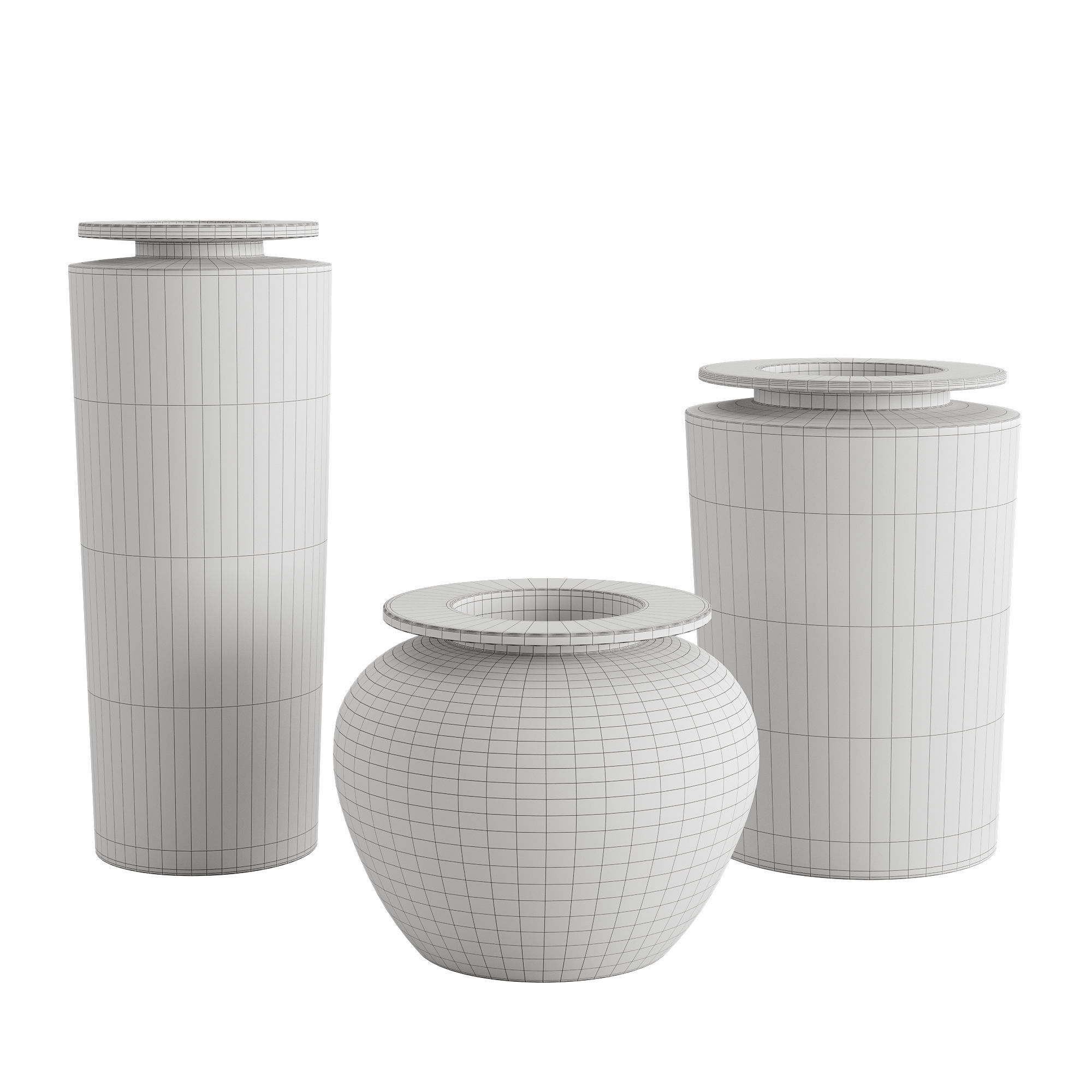Plateia Large White Earthenware Vase 3D model_3