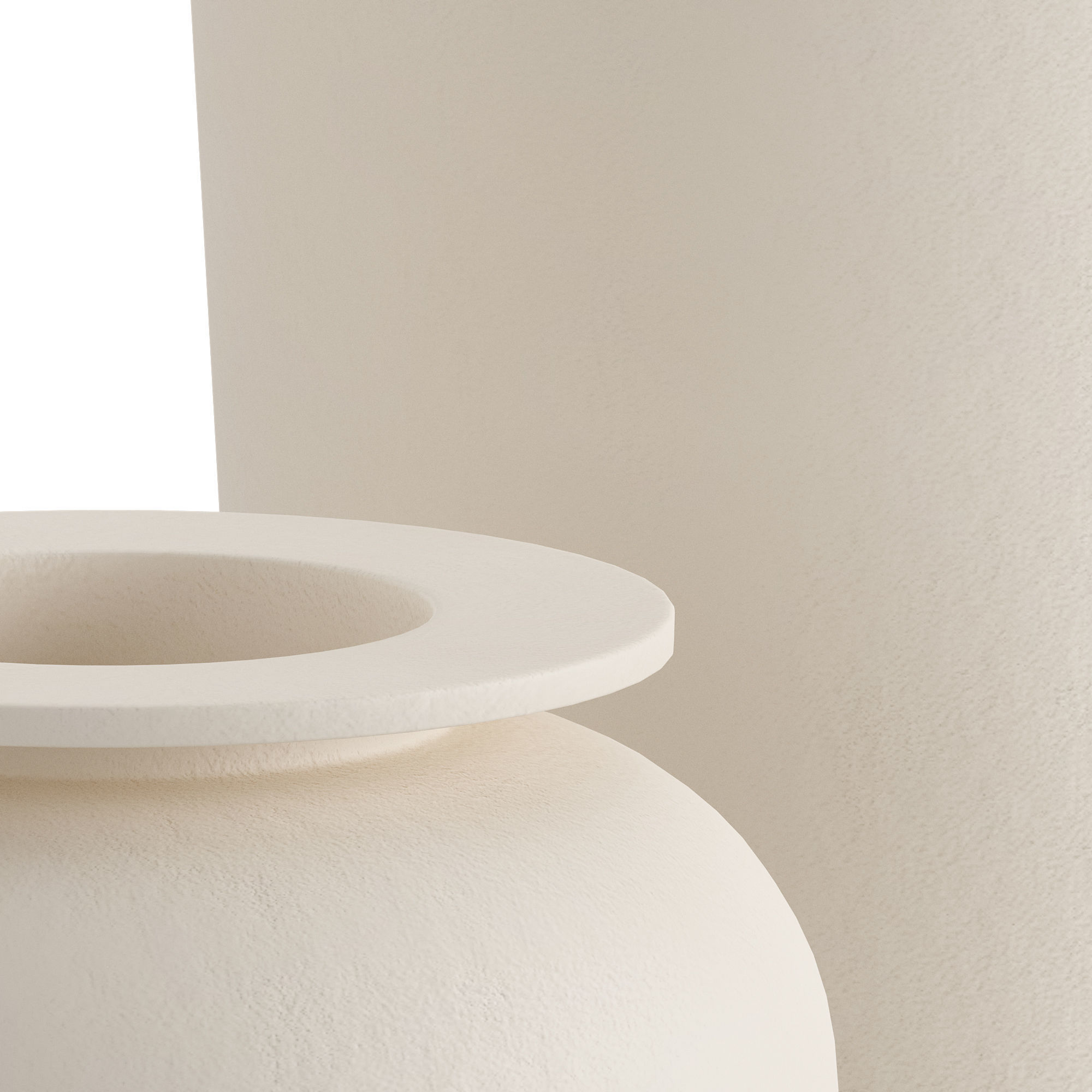 Plateia Large White Earthenware Vase 3D model_2