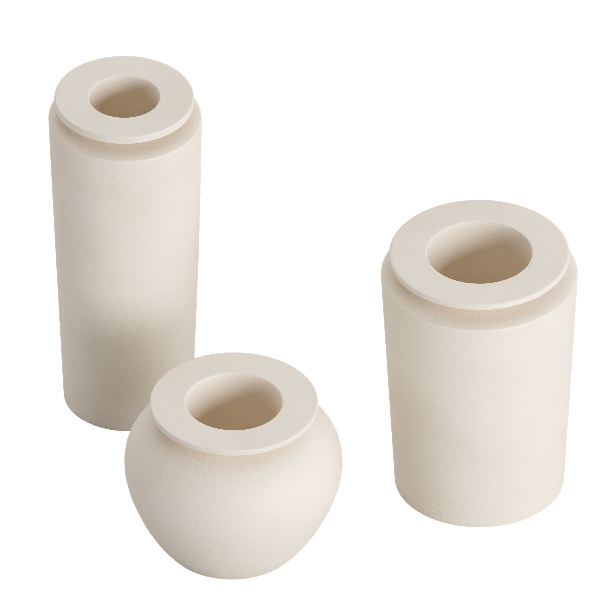 Plateia Large White Earthenware Vase 3D model_1