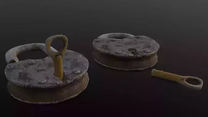 Rusted Lock and Key 3D Model