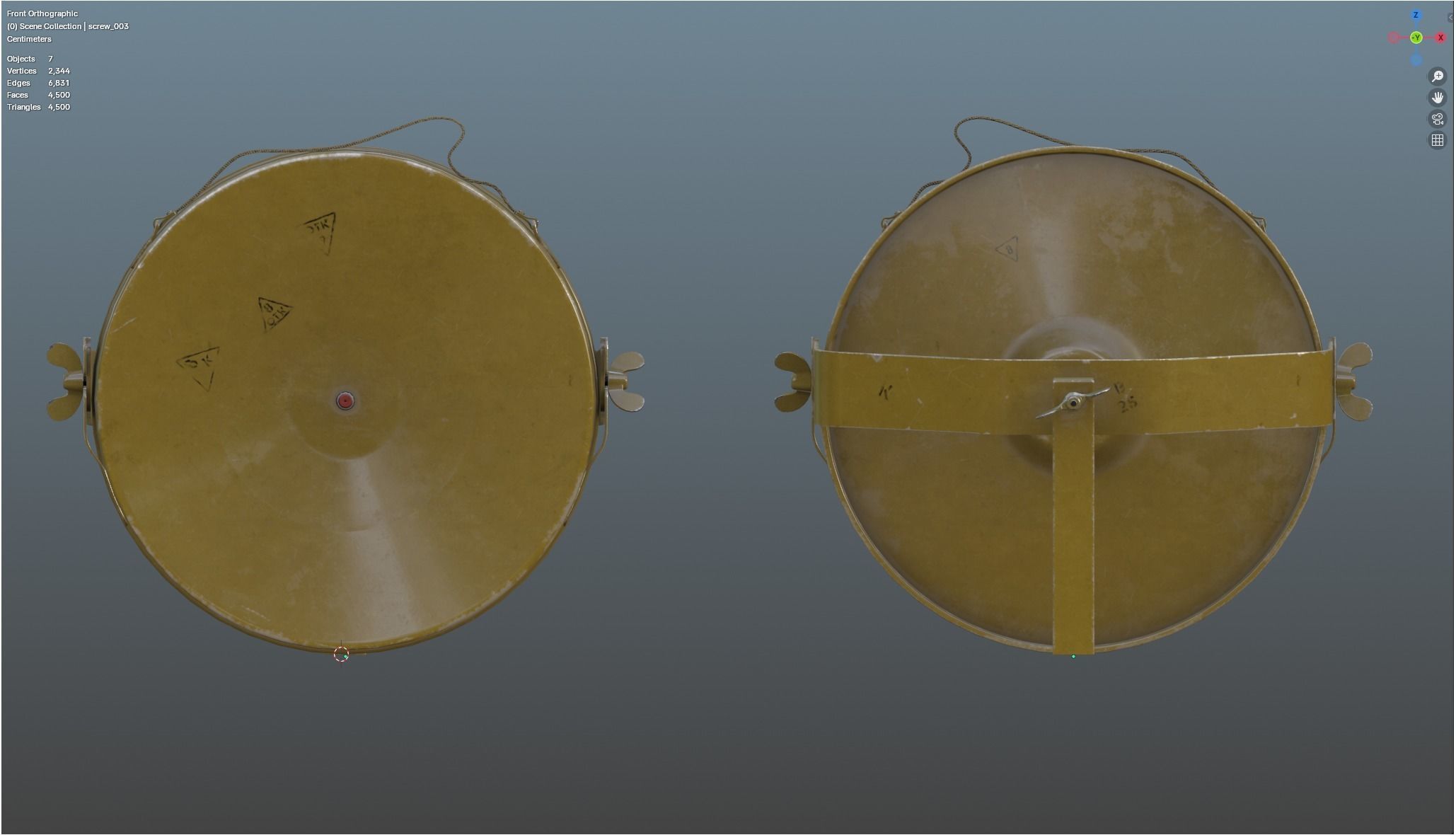 Soviet anti-personnel guided fragmentation mine MON-100 Low-poly 3D model_11