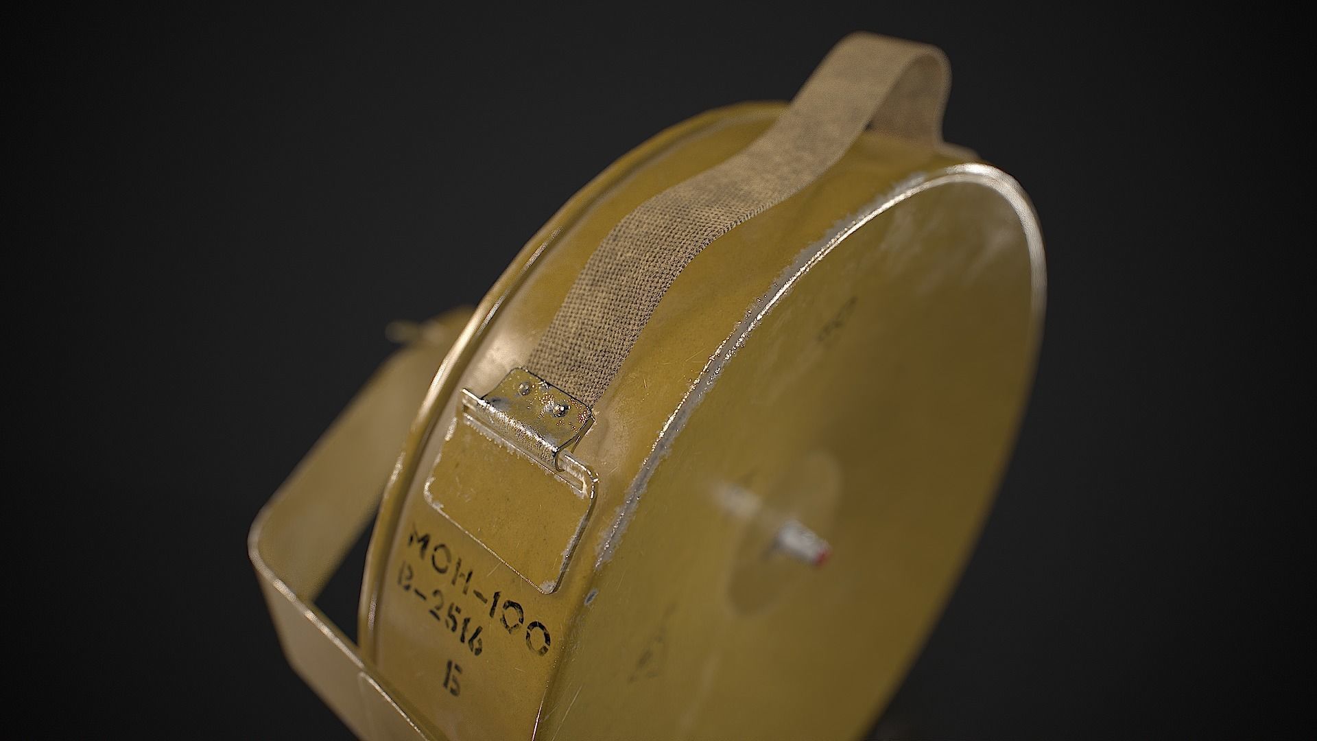 Soviet anti-personnel guided fragmentation mine MON-100 Low-poly 3D model_8