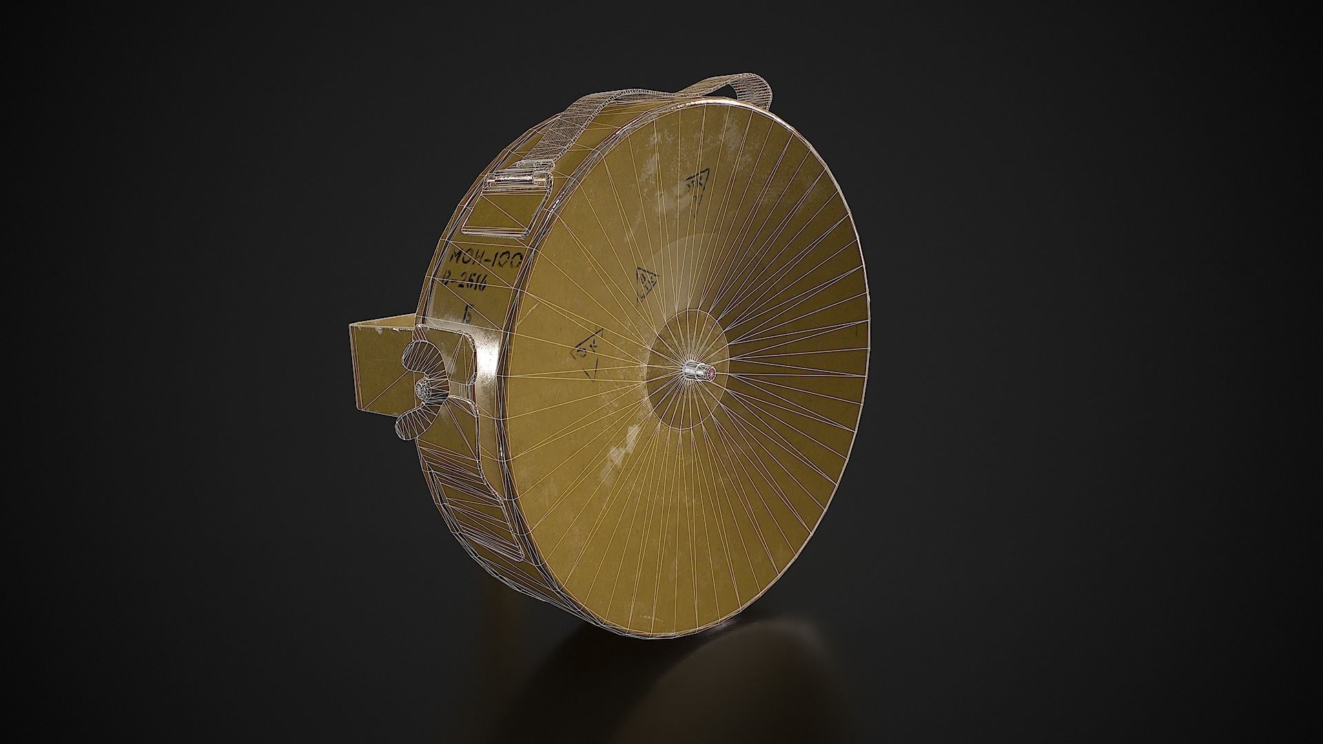 Soviet anti-personnel guided fragmentation mine MON-100 Low-poly 3D model_2