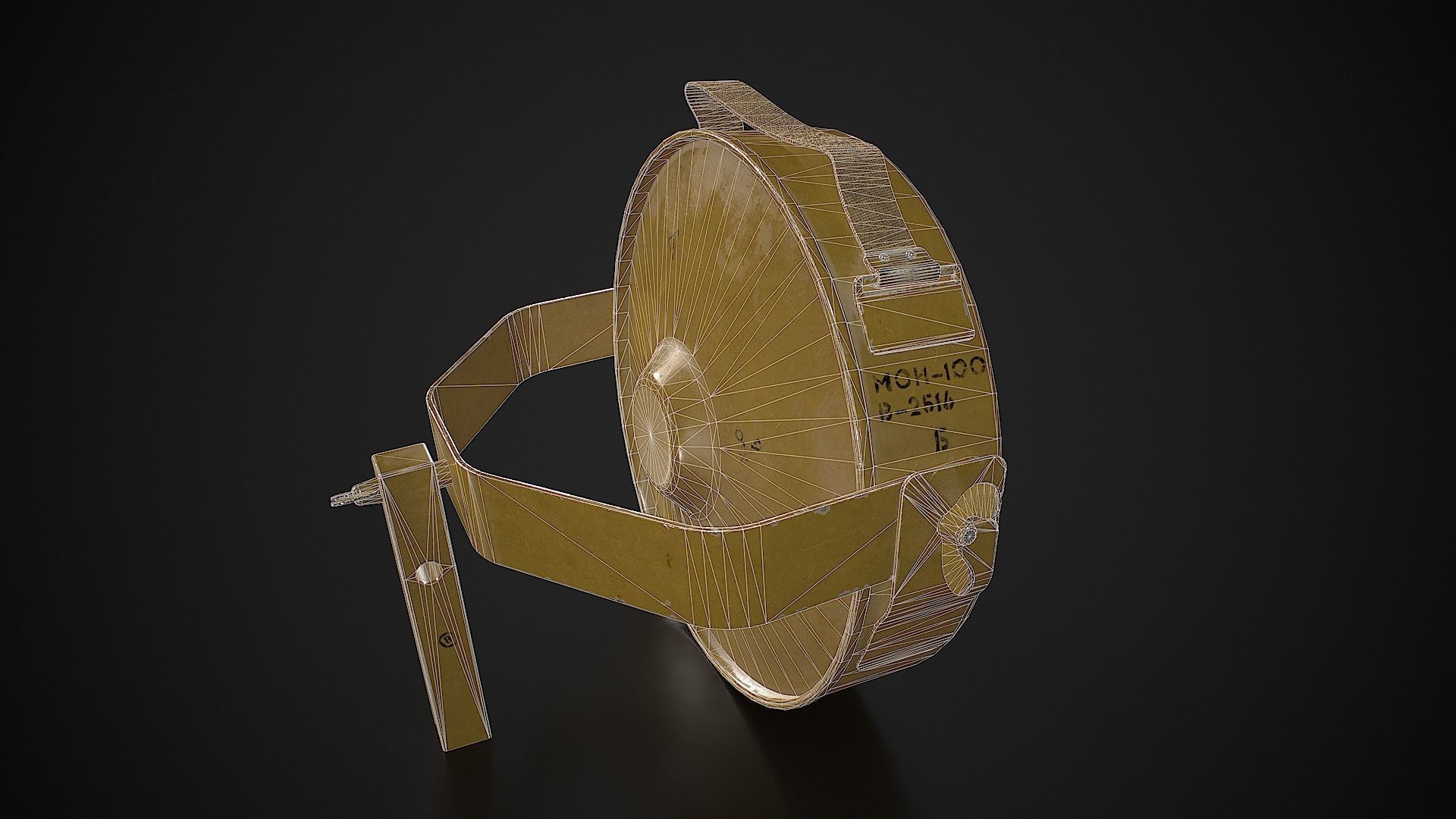 Soviet anti-personnel guided fragmentation mine MON-100 Low-poly 3D model_4