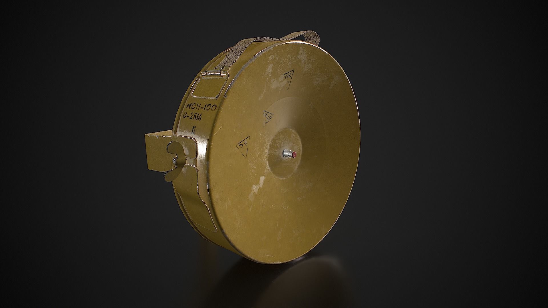 Soviet anti-personnel guided fragmentation mine MON-100 Low-poly 3D model_7