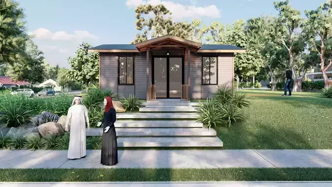 Rustic Wooden Tiny Cabin - Detailed 3D Model