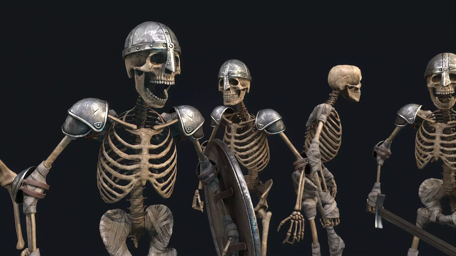 Medieval Skeleton Knight Low-poly 3D model_0