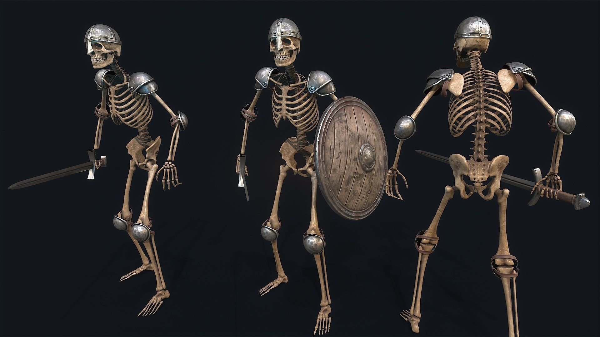 Medieval Skeleton Knight Low-poly 3D model_7