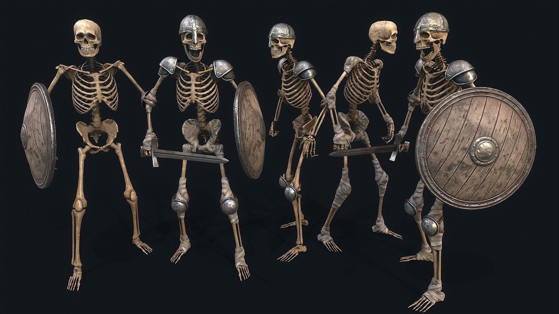 Medieval Skeleton Knight Low-poly 3D model_3