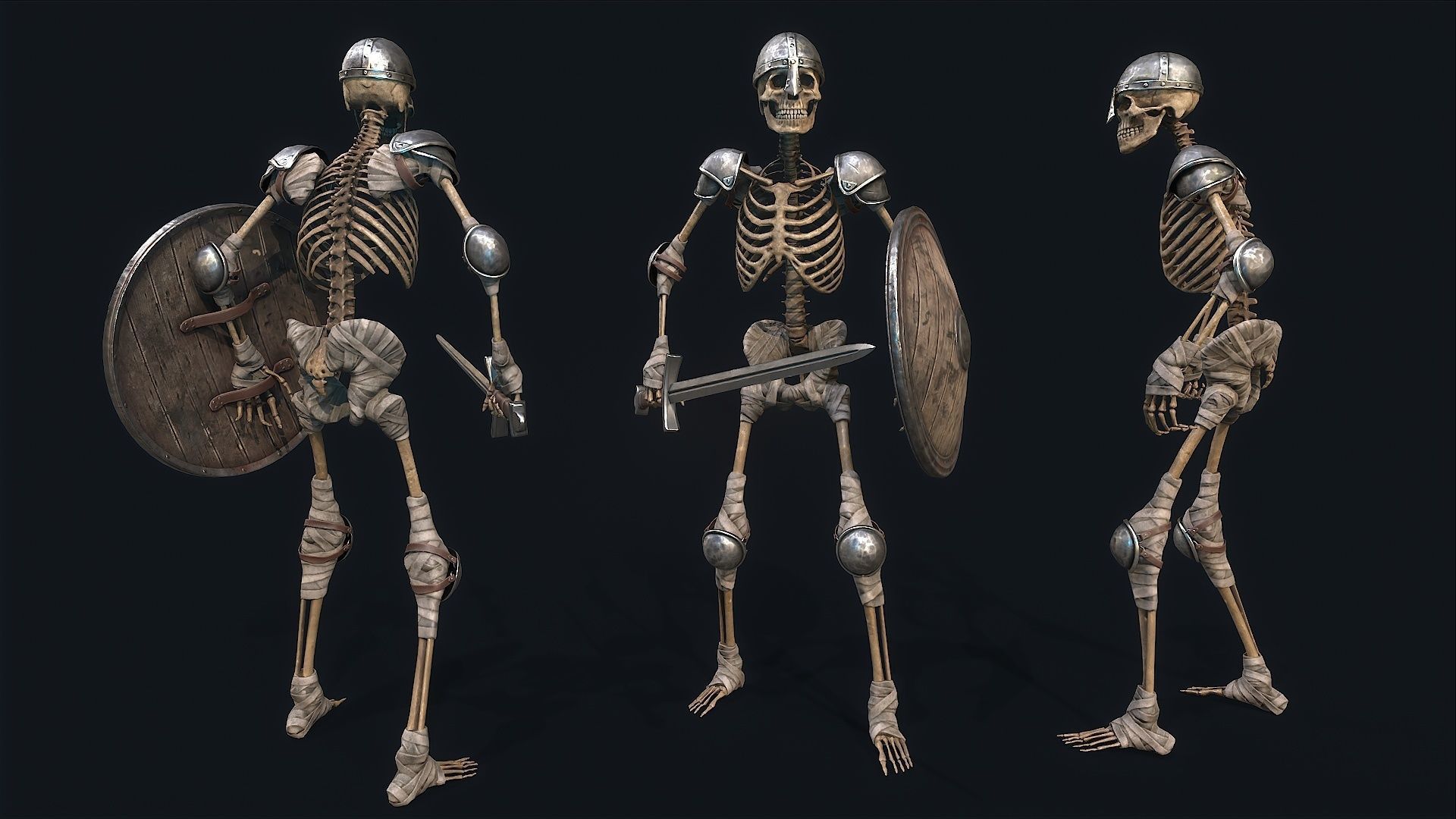 Medieval Skeleton Knight Low-poly 3D model_2