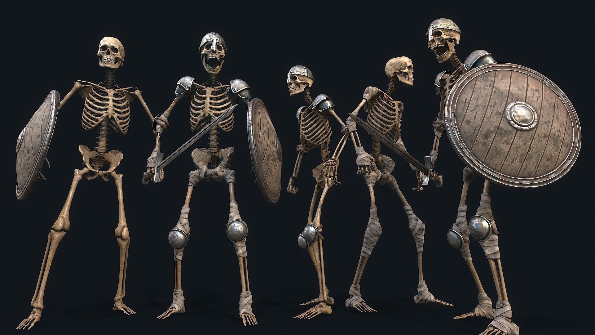 Medieval Skeleton Knight Low-poly 3D model_5