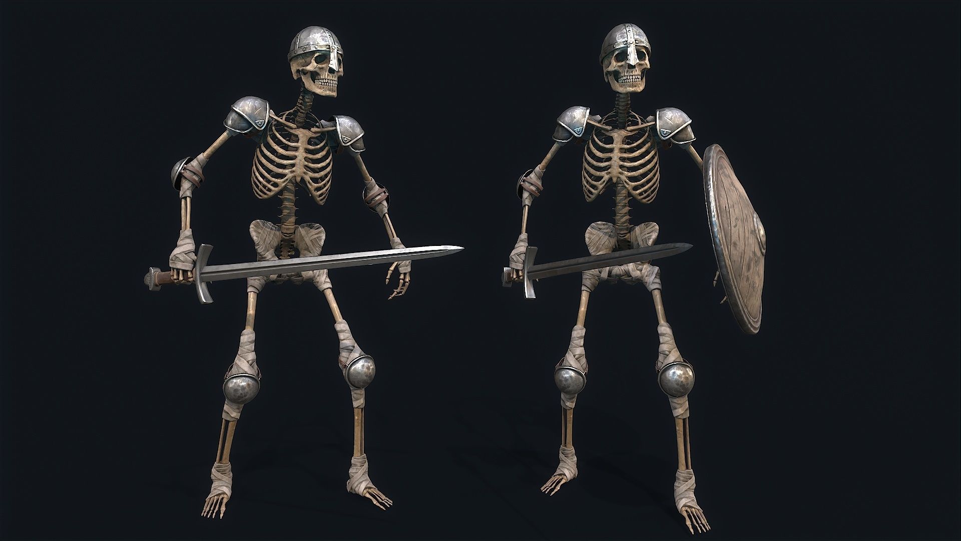 Medieval Skeleton Knight Low-poly 3D model_1