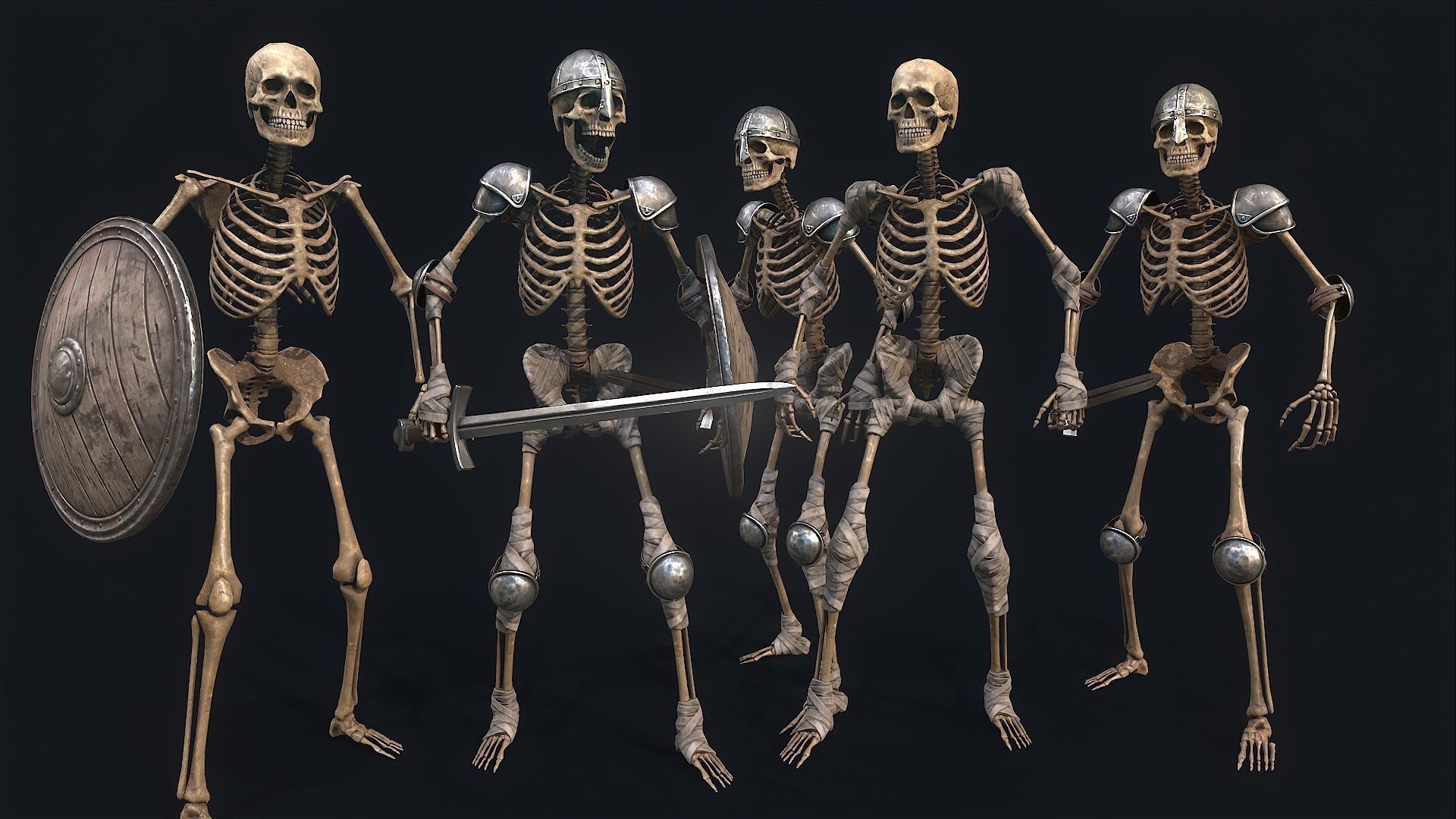 Medieval Skeleton Knight Low-poly 3D model_6