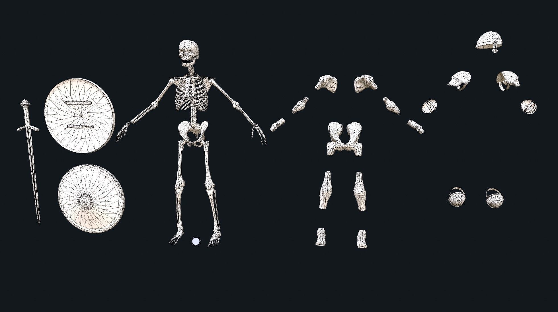 Medieval Skeleton Knight Low-poly 3D model_11