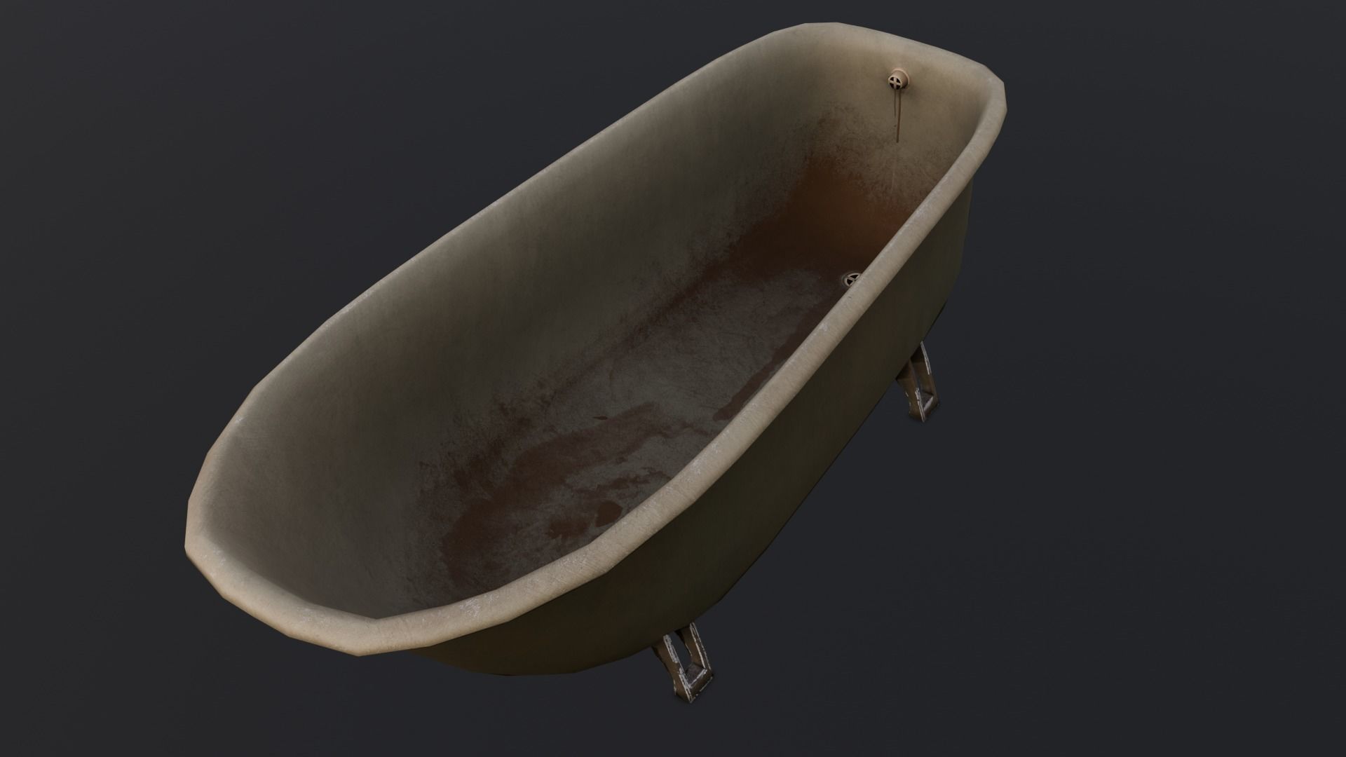 Old Dirty Bathtub 3D Model Low-poly 3D model_13