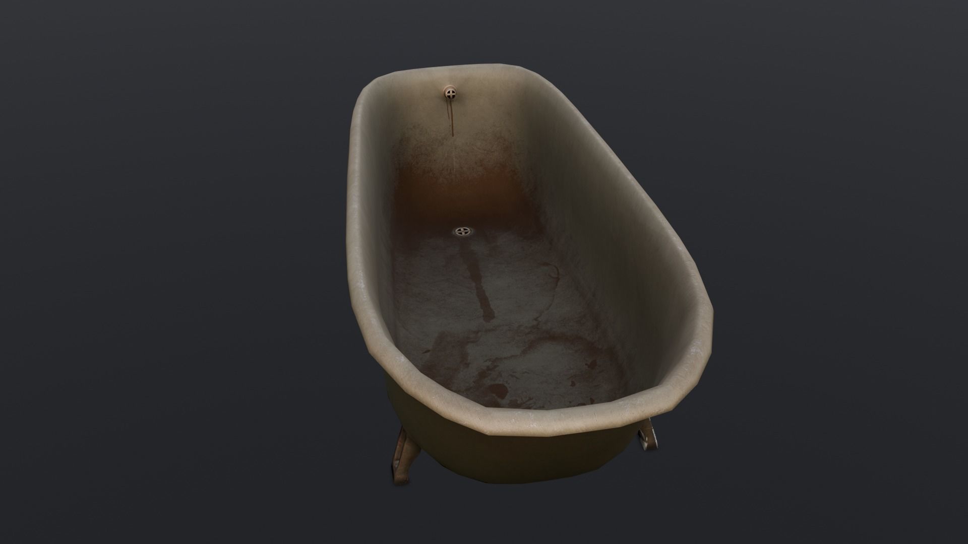 Old Dirty Bathtub 3D Model Low-poly 3D model_10
