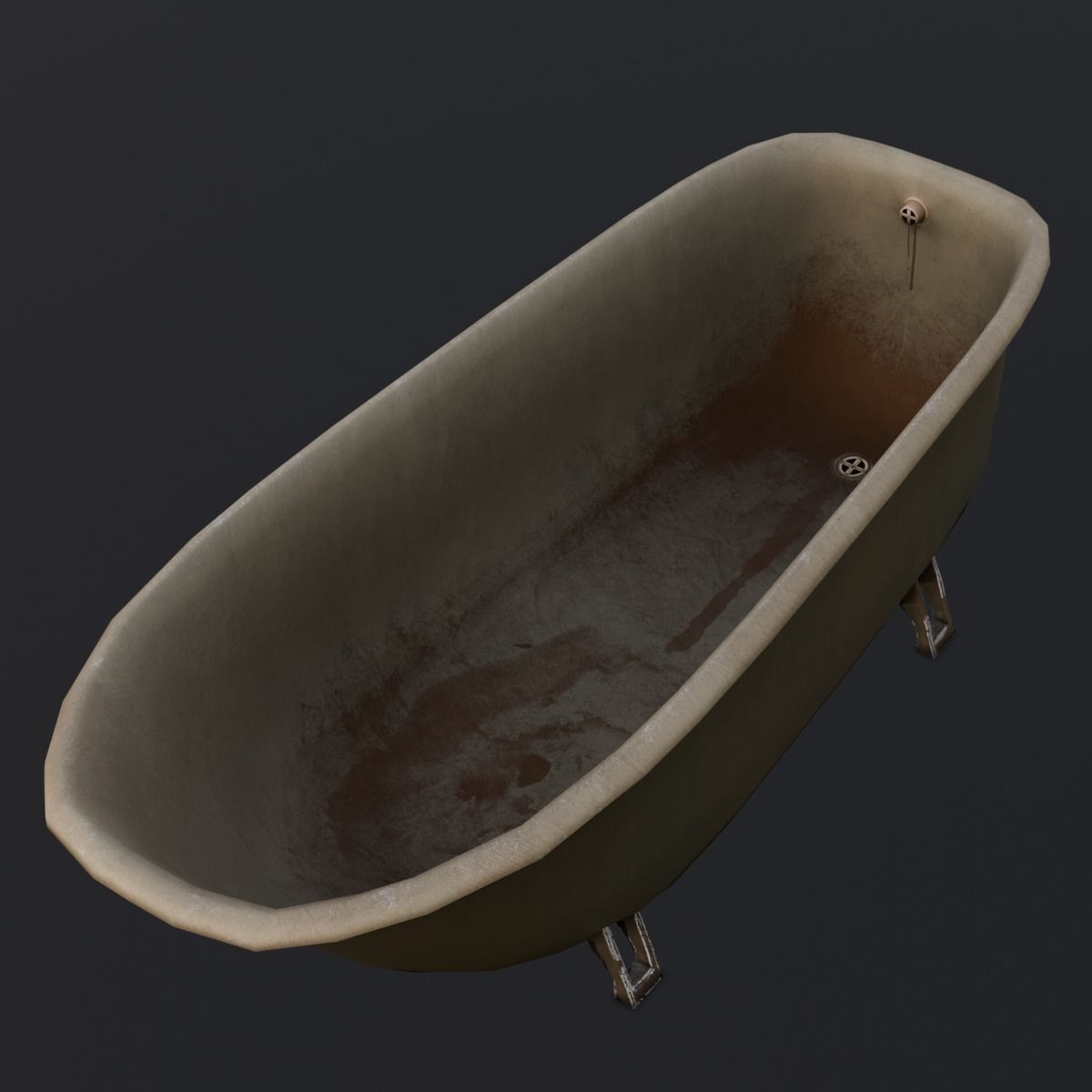 Old Dirty Bathtub 3D Model Low-poly 3D model_4