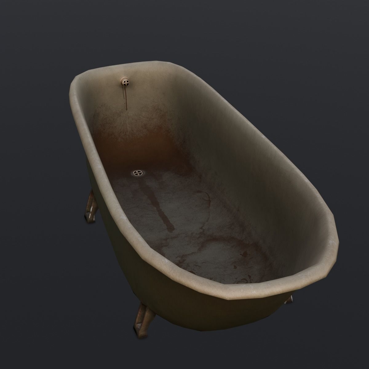 Old Dirty Bathtub 3D Model Low-poly 3D model_5