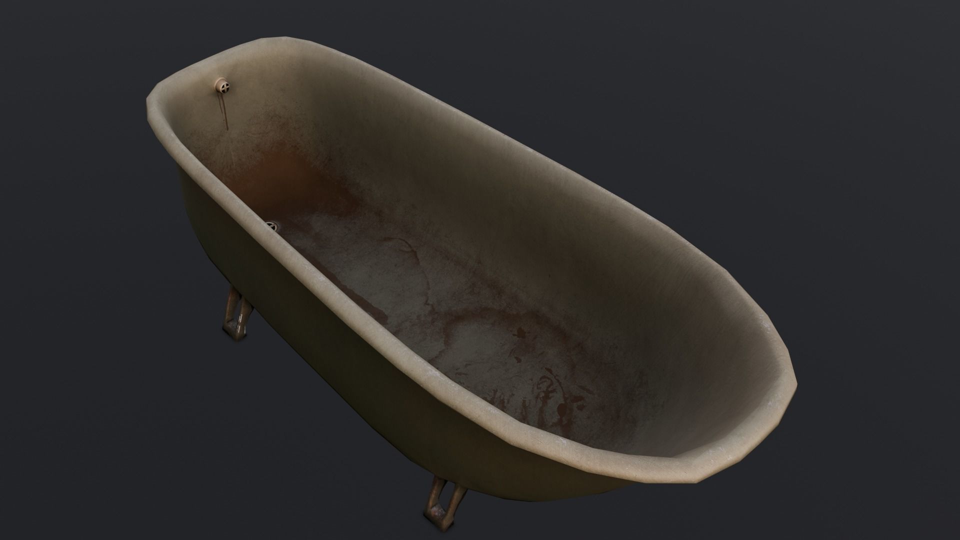 Old Dirty Bathtub 3D Model Low-poly 3D model_14