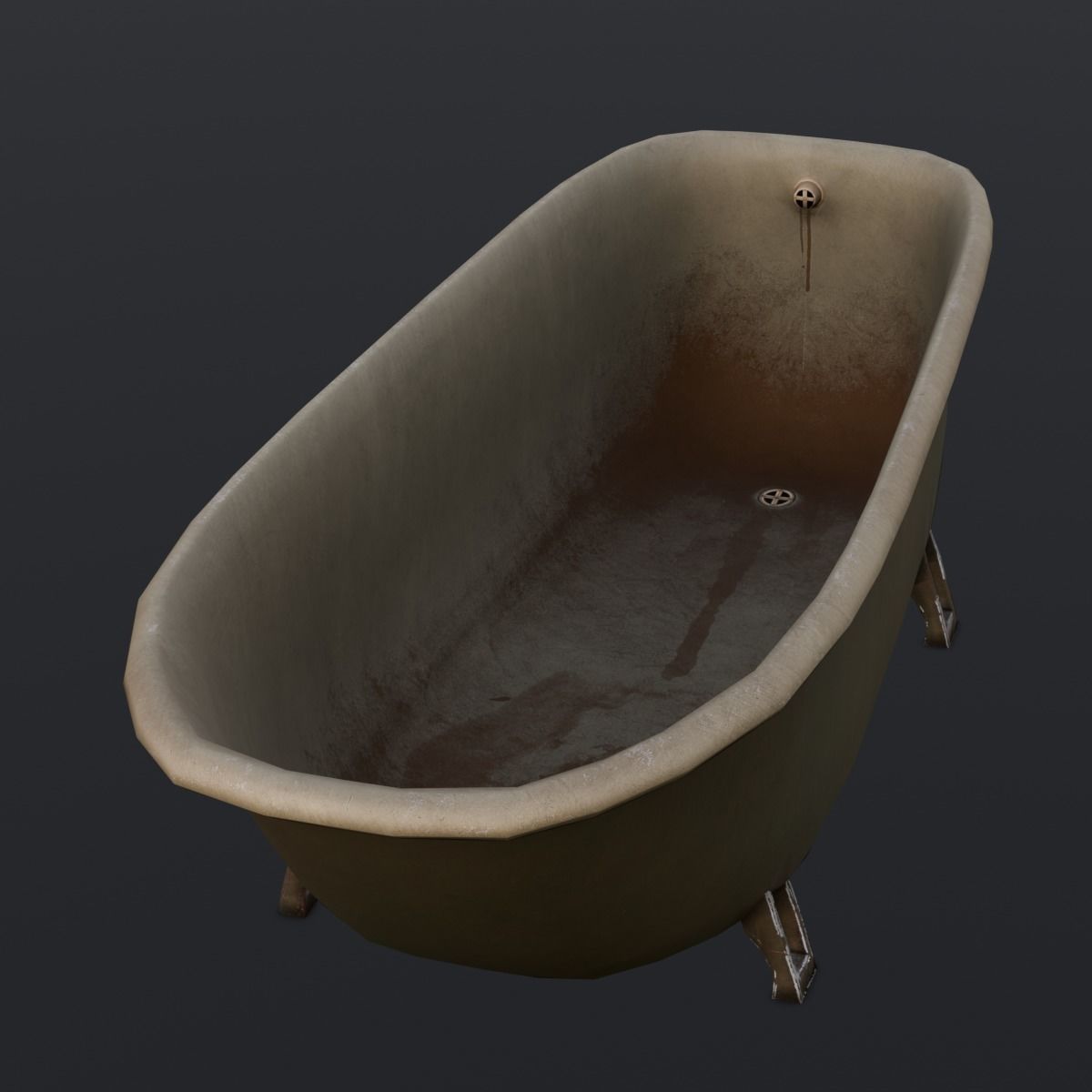 Old Dirty Bathtub 3D Model Low-poly 3D model_3