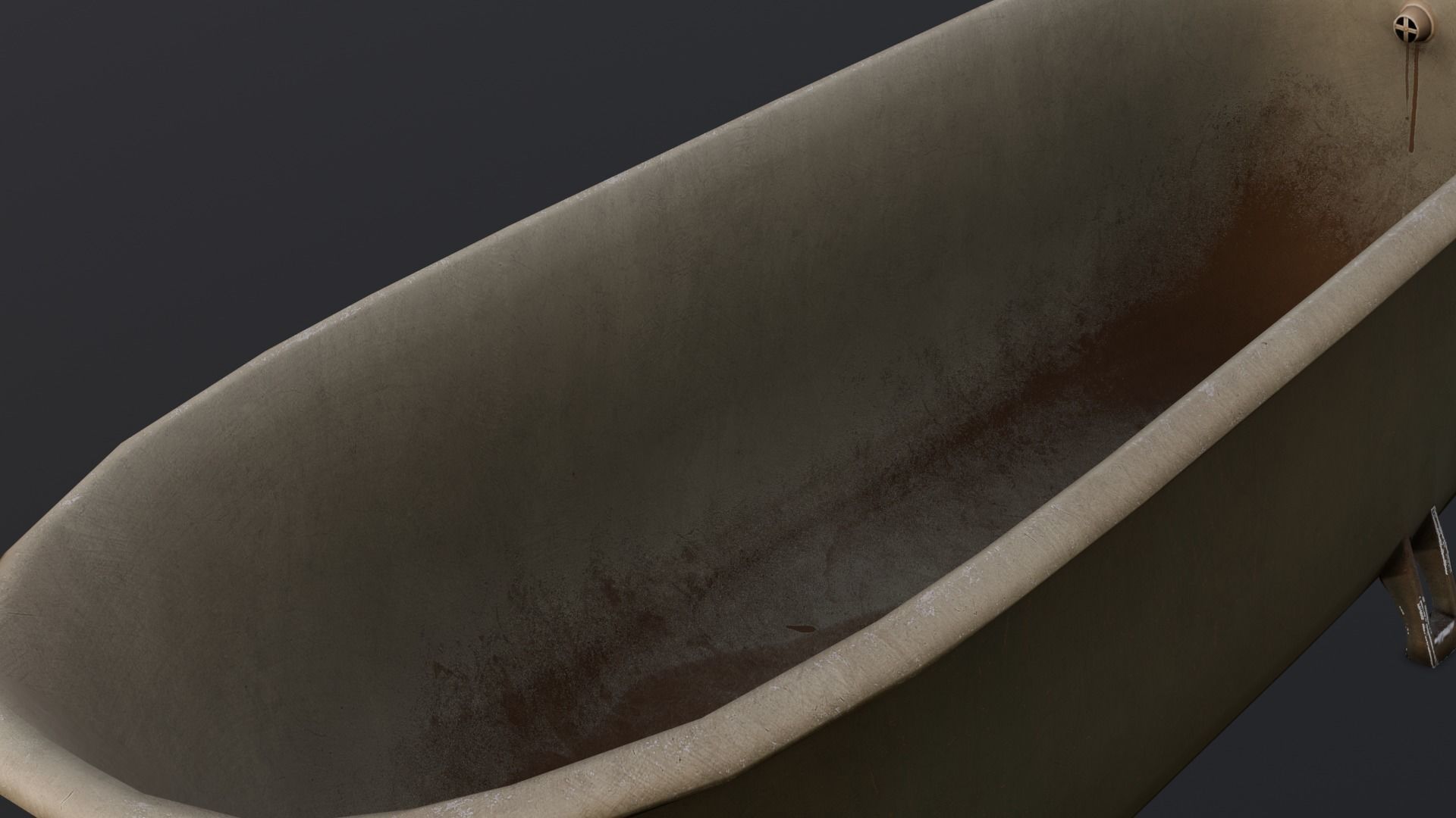 Old Dirty Bathtub 3D Model Low-poly 3D model_9