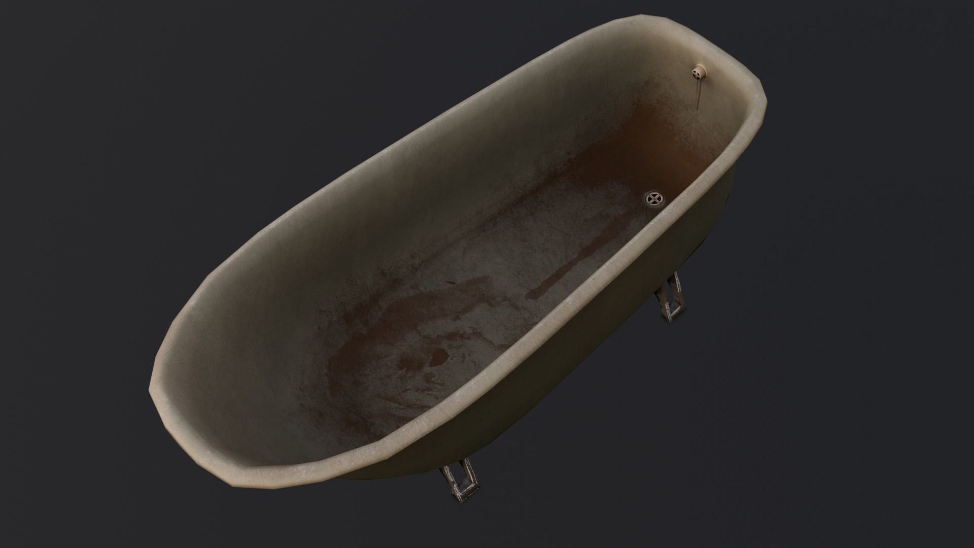 Old Dirty Bathtub 3D Model Low-poly 3D model_1