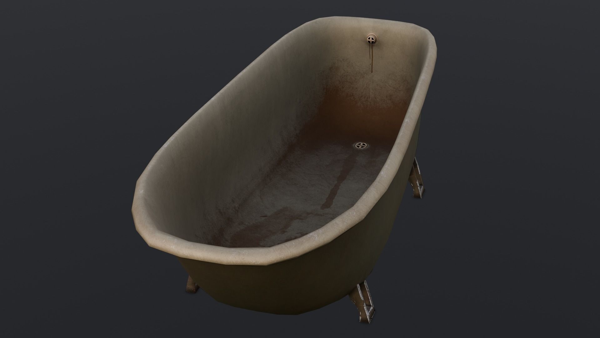 Old Dirty Bathtub 3D Model Low-poly 3D model_2