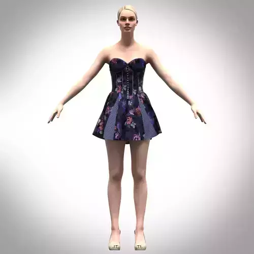 Womens corset dress Rigged Model
