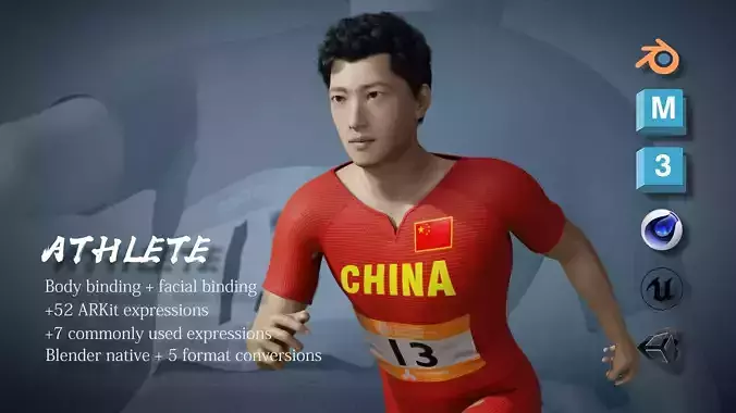 Original Track and Field athletes sprinters Male athletes 3D model