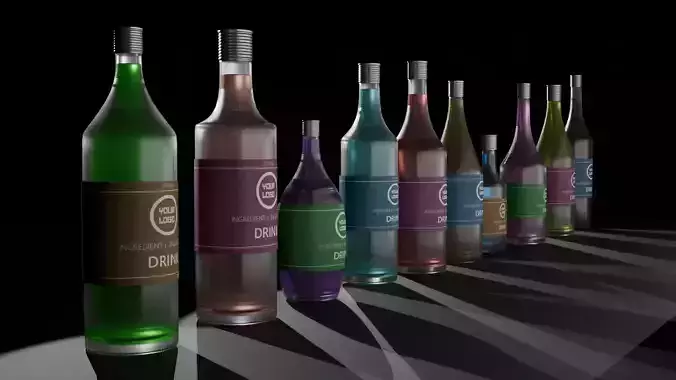 Collection of Glass bottles with Labels