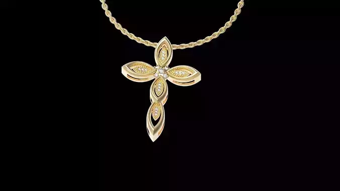 Marquise Cross Pendant 3D print model