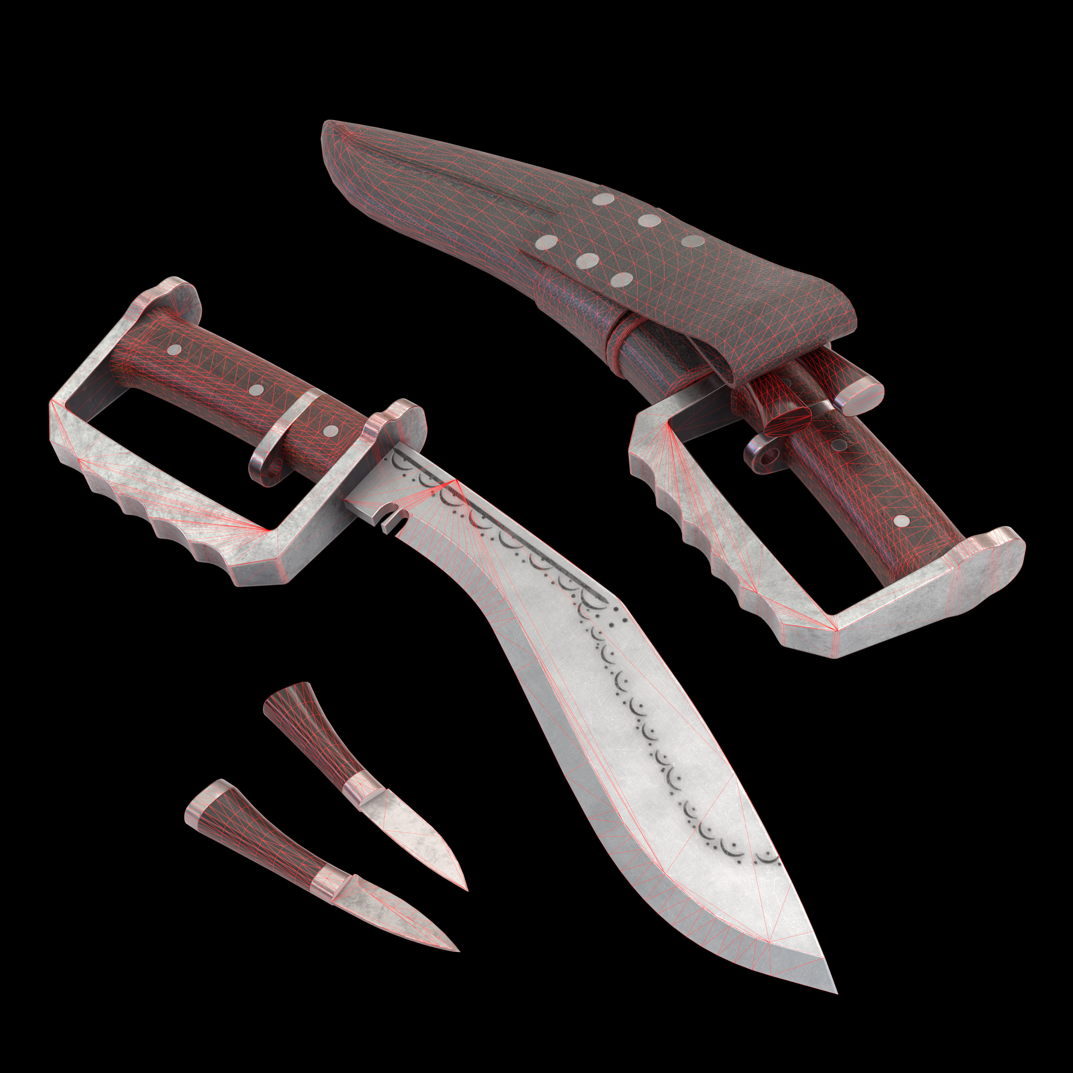 Gurkha kukri Low-poly 3D model_10