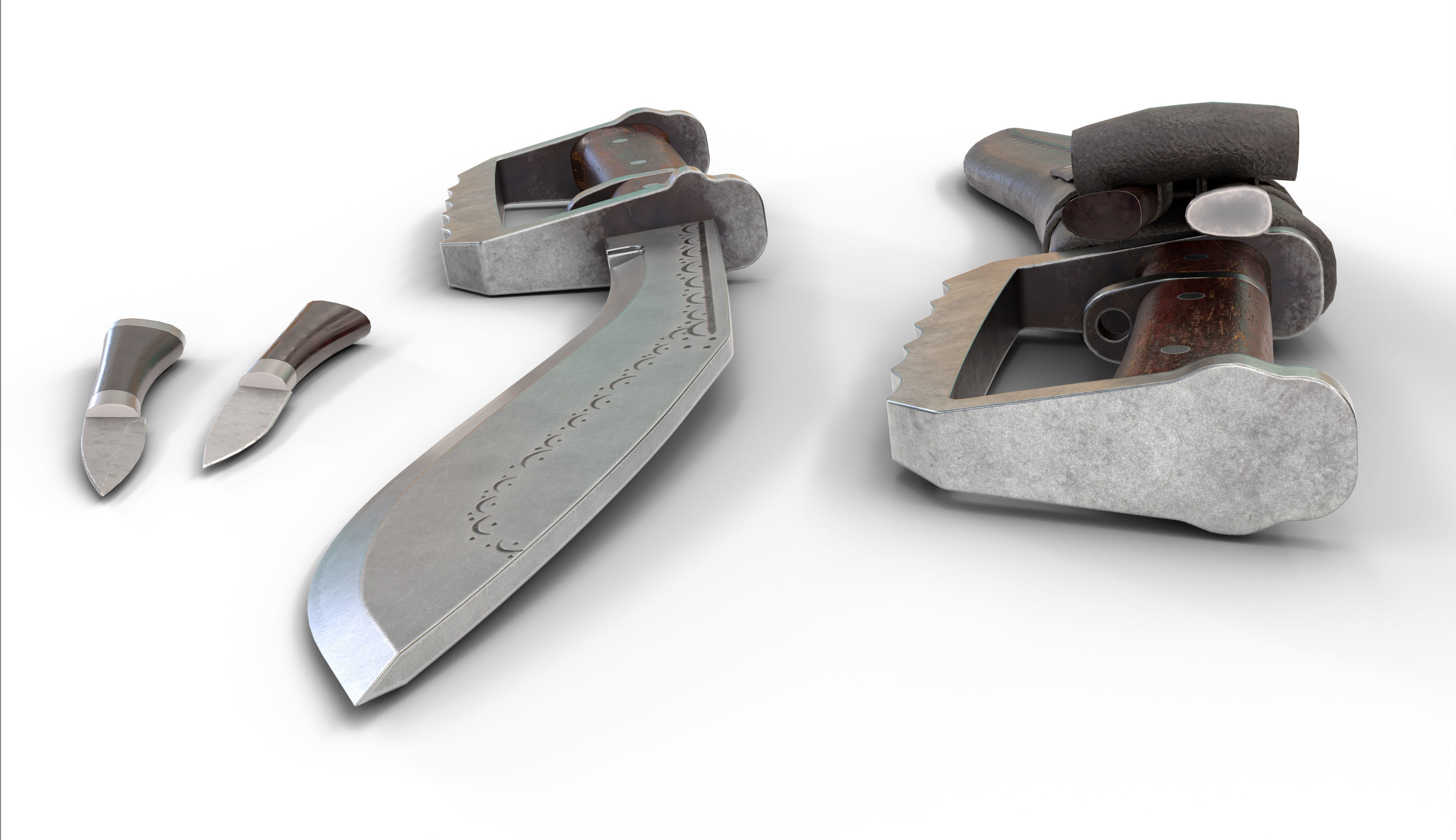 Gurkha kukri Low-poly 3D model_4