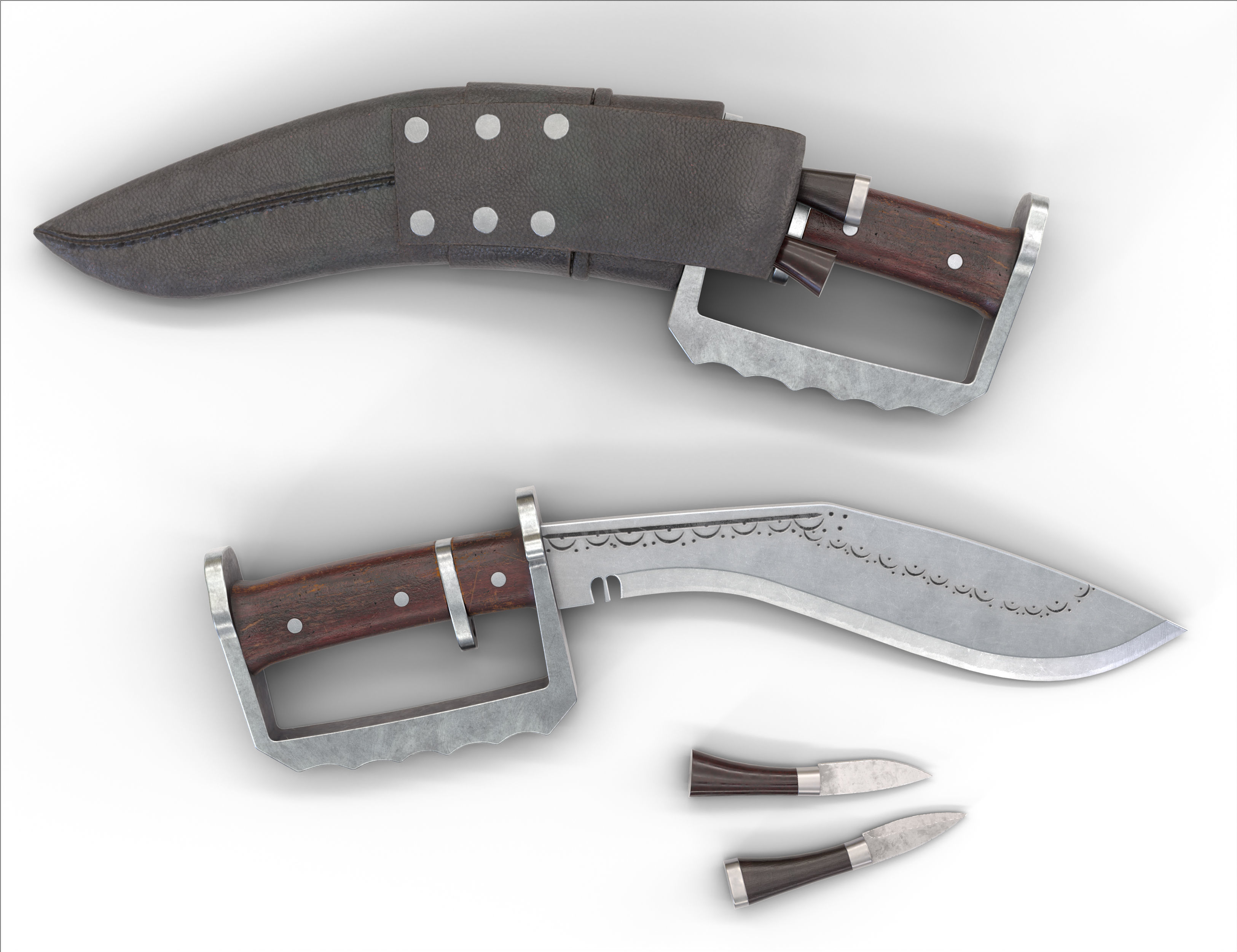 Gurkha kukri Low-poly 3D model_1