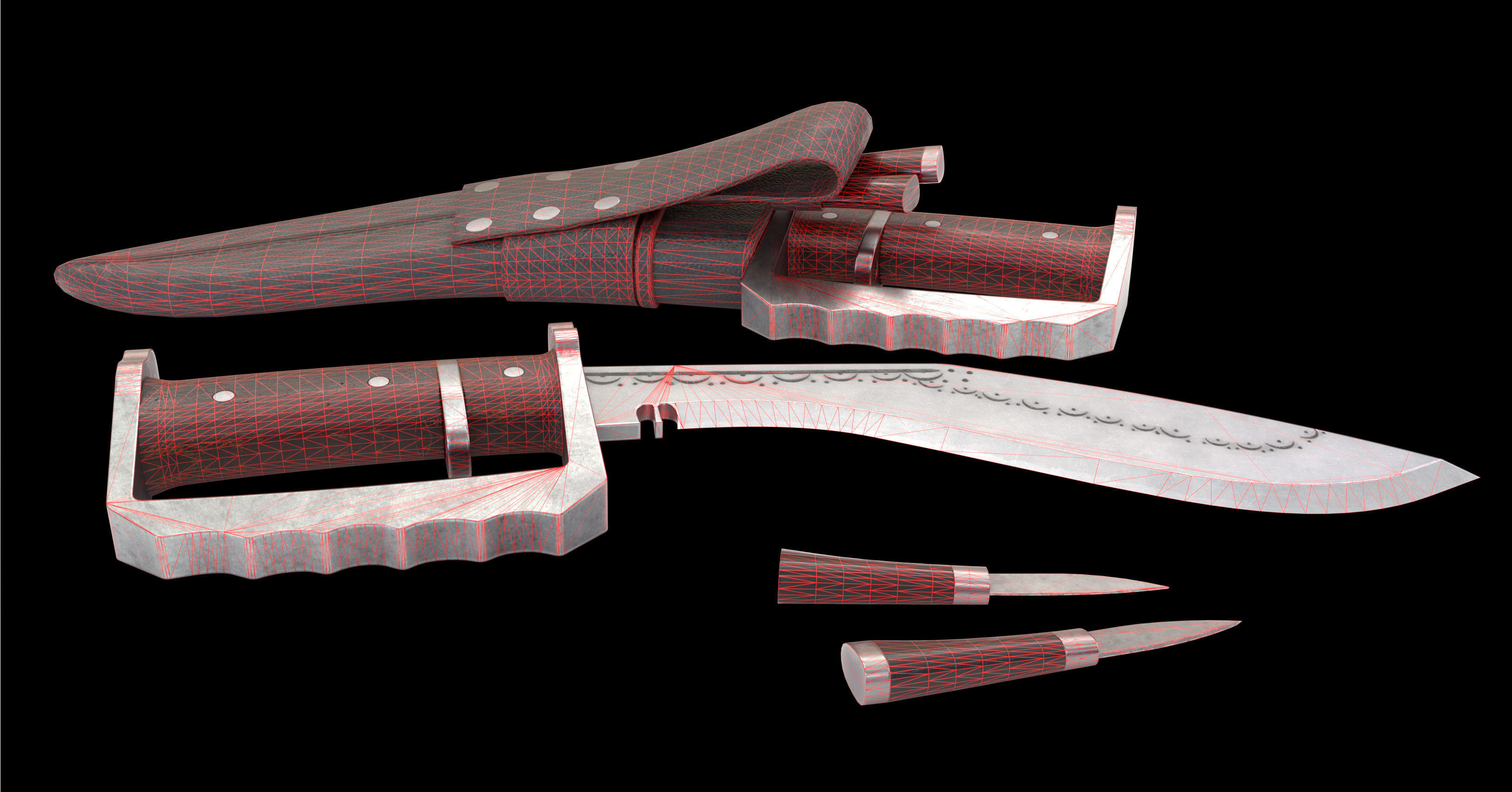 Gurkha kukri Low-poly 3D model_7