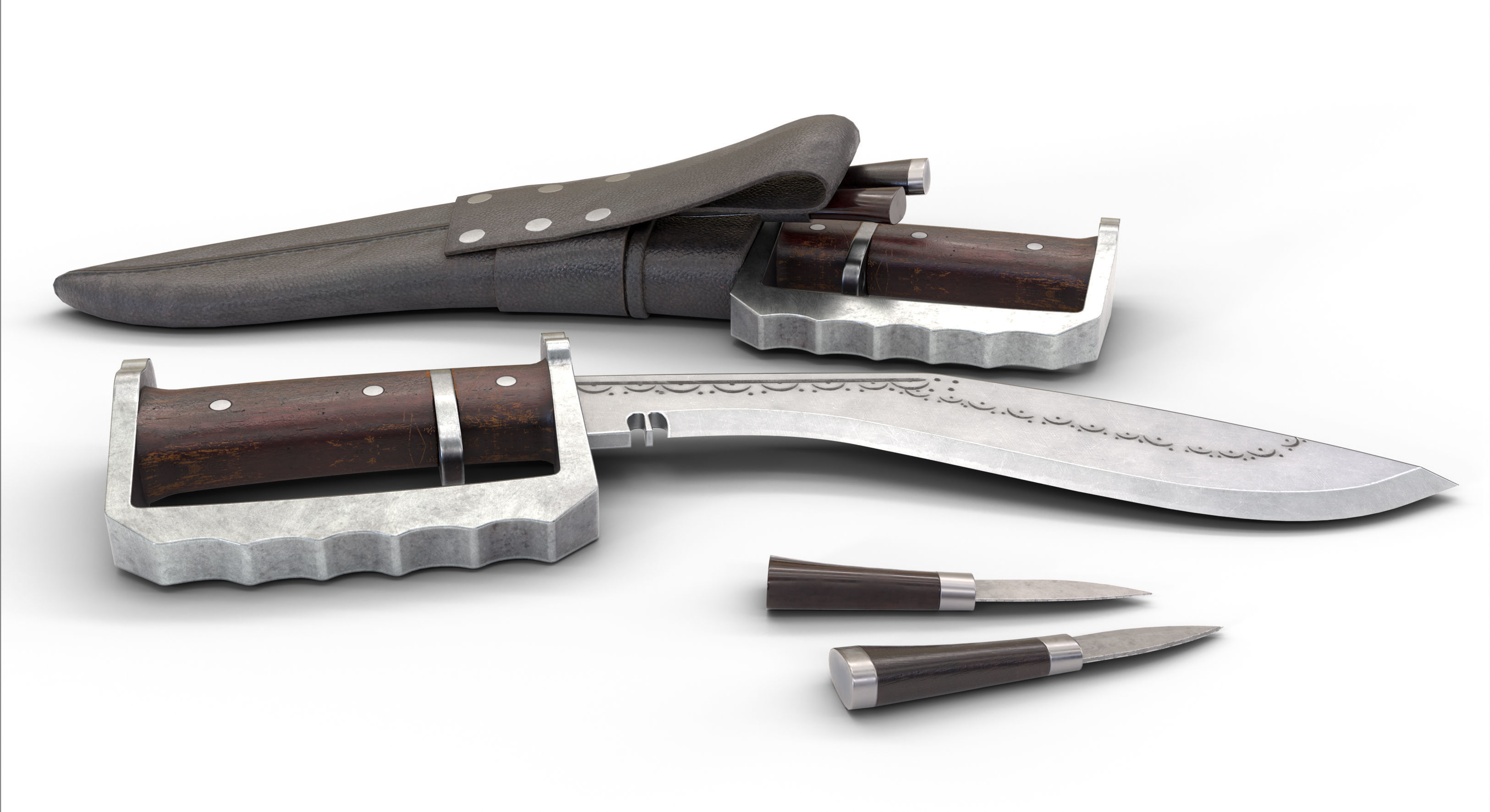 Gurkha kukri Low-poly 3D model_3